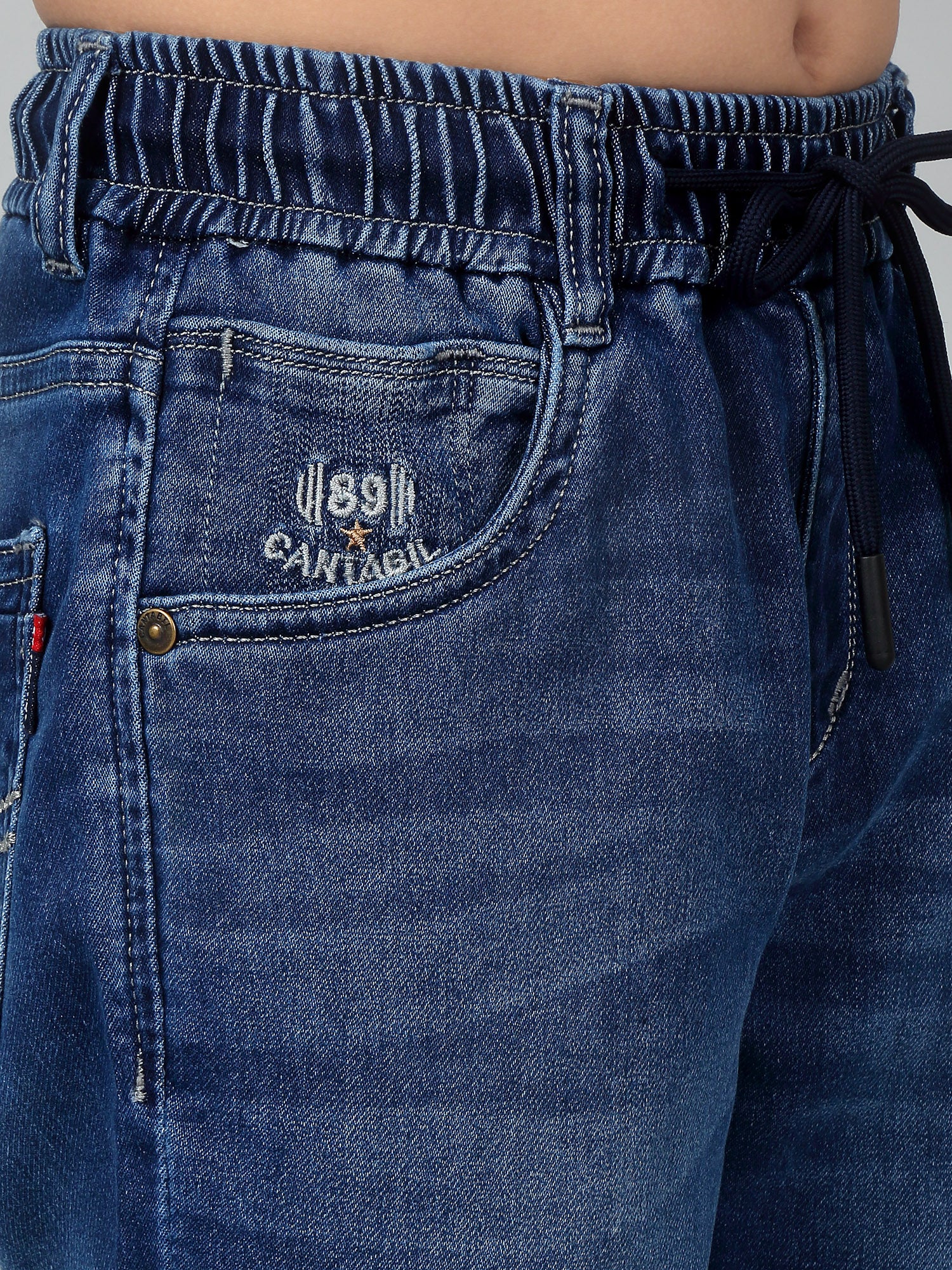 Boy's Dark Blue Solid Stretchable Jogger - Image 6