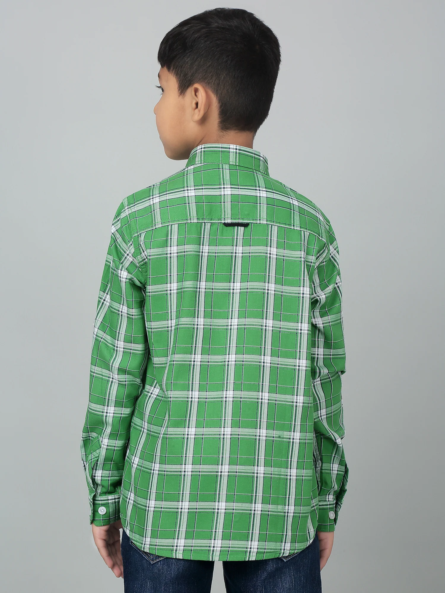 Boy's Green Checkered Full Sleeves Shirt - Image 2