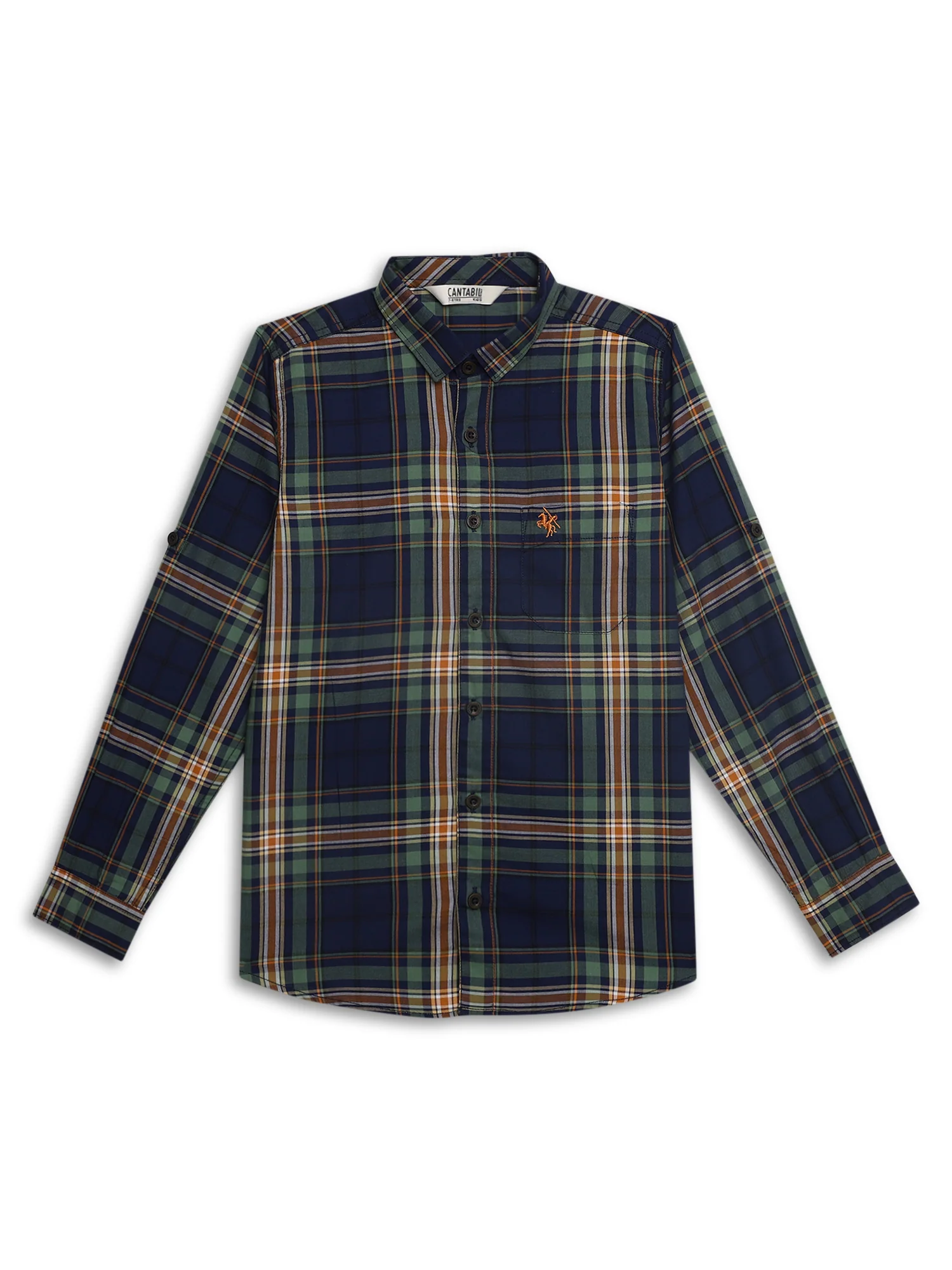 Boys Casual Green Full Sleeve with Tab  Shirt - Image 3