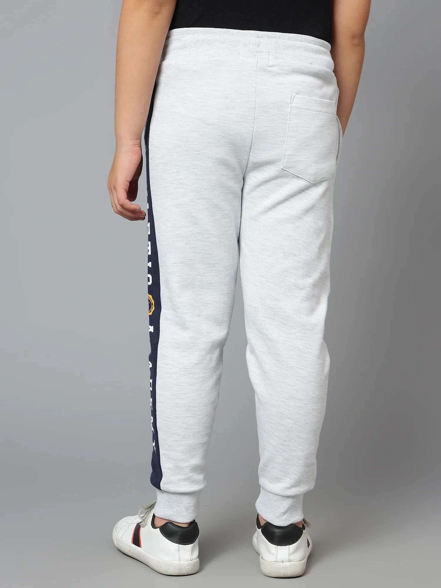 Boys Casual Grey Melange Track Pants - Image 2