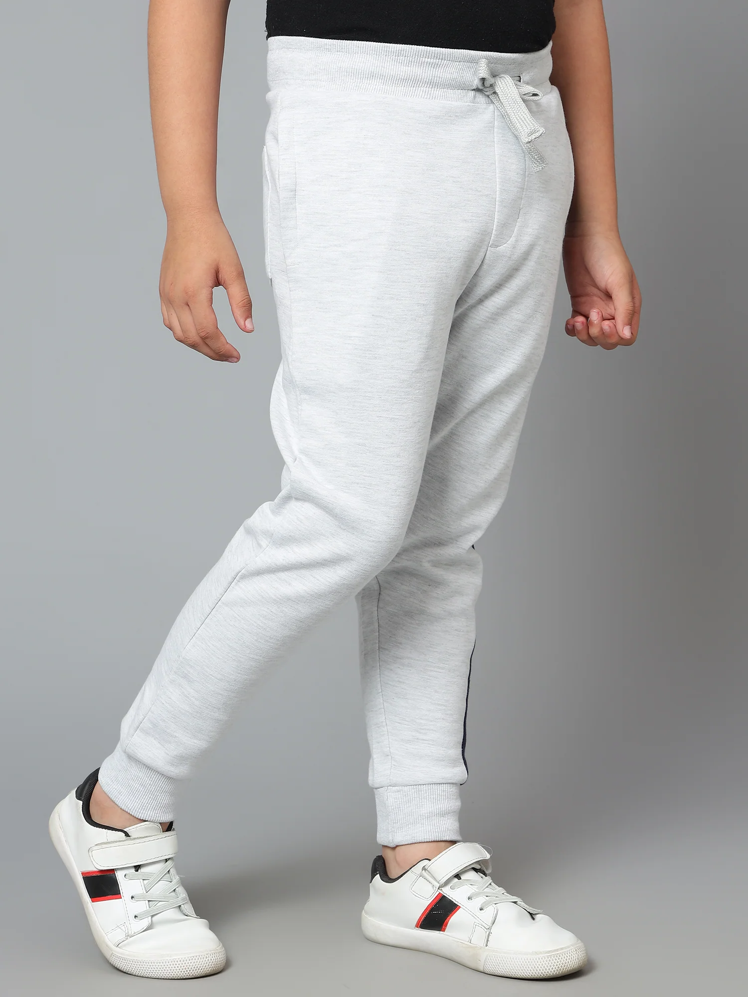 Boys Casual Grey Melange Track Pants - Image 3