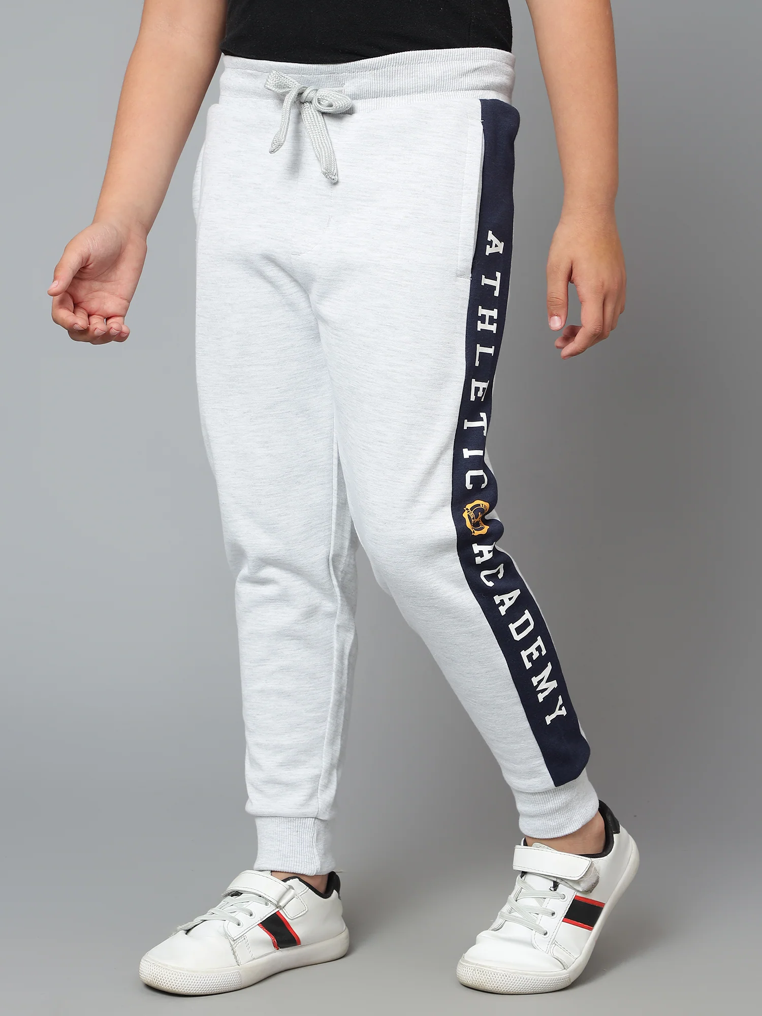 Boys Casual Grey Melange Track Pants - Image 4
