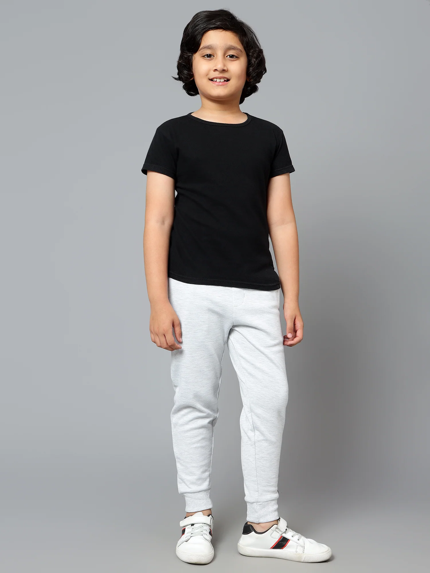 Boys Casual Grey Melange Track Pants - Image 6