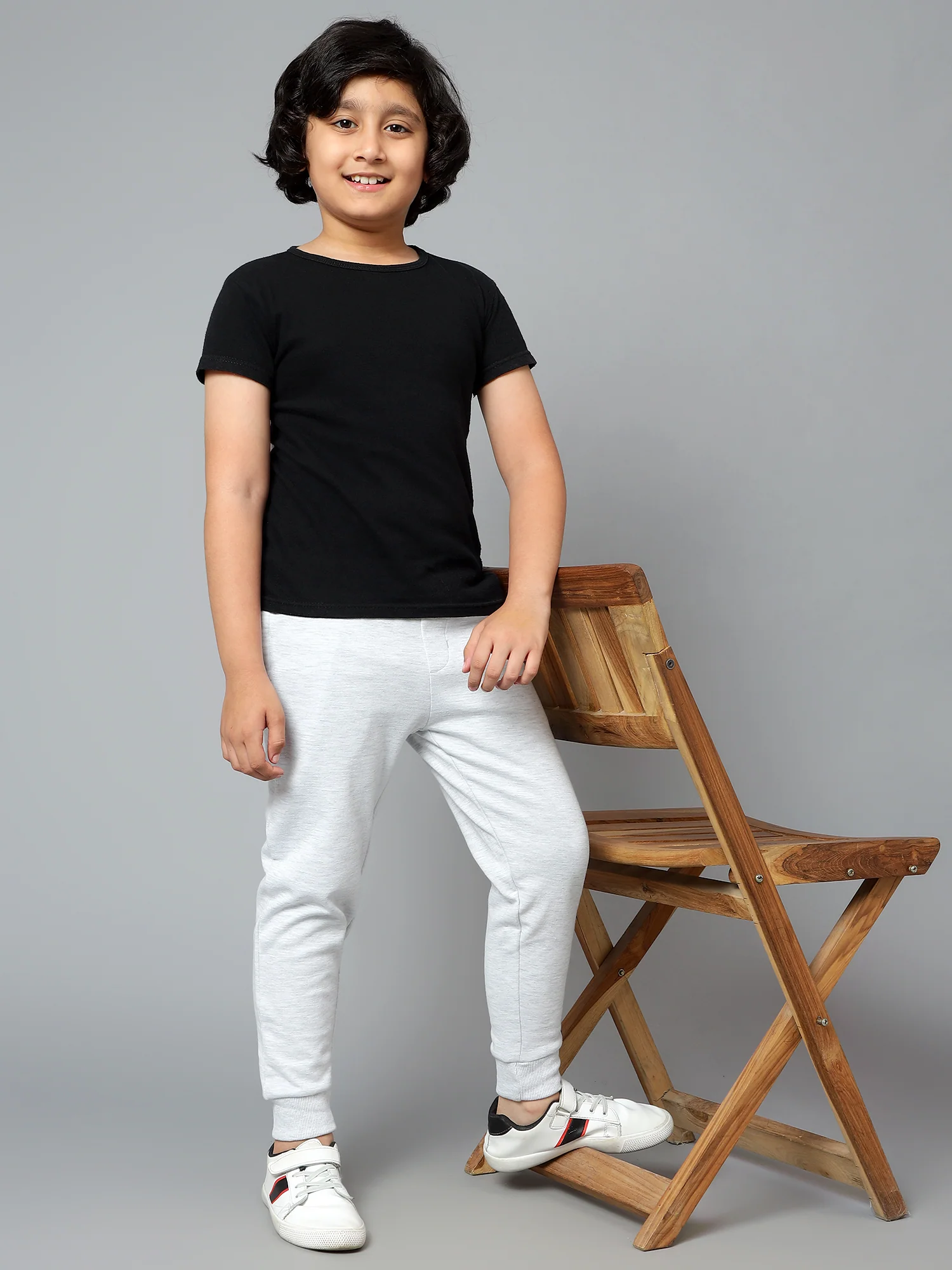 Boys Casual Grey Melange Track Pants - Image 7