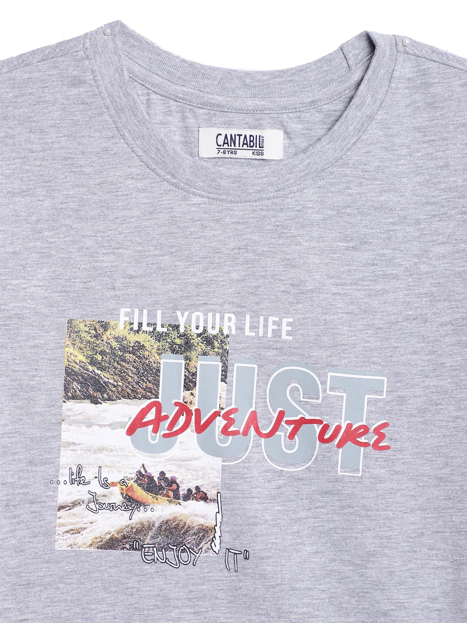 Boys Casual Grey Melange Half Sleeve  T-Shirt - Image 3