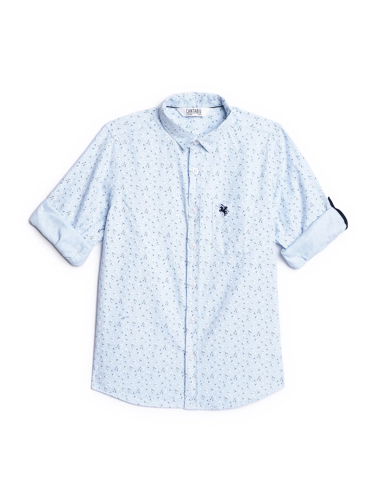 Boys Casual Light Blue Full Sleeve with Tab  Shirt - Image 3