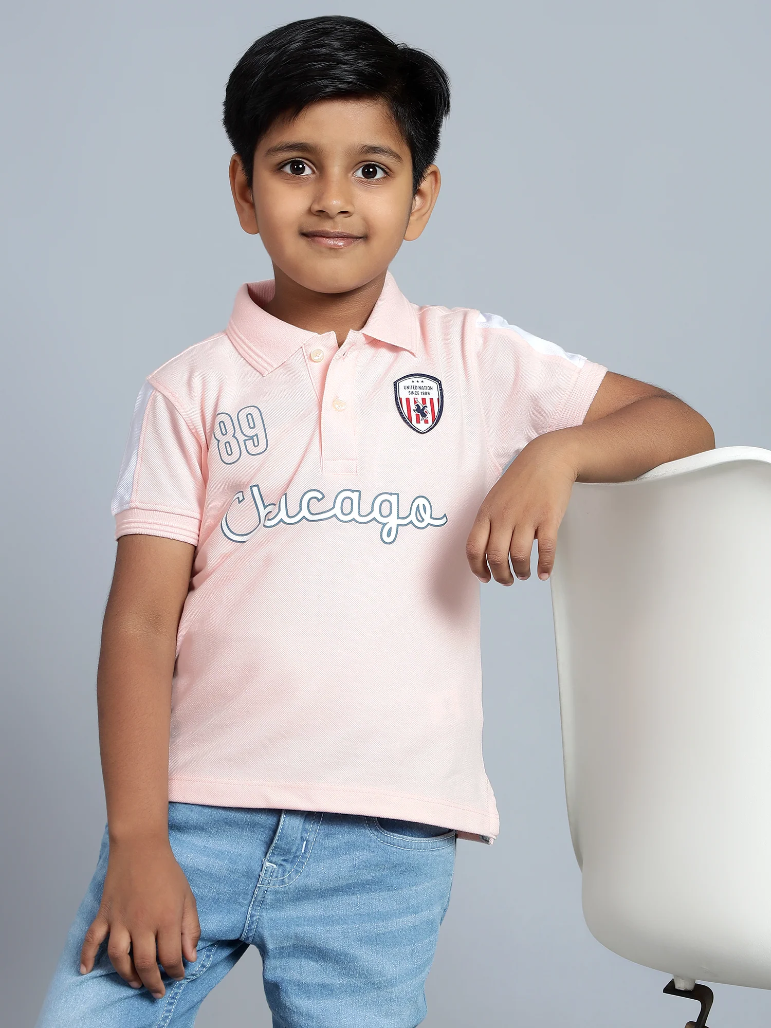 Boys Casual Light Pink Half Sleeve  T-Shirt - Image 6