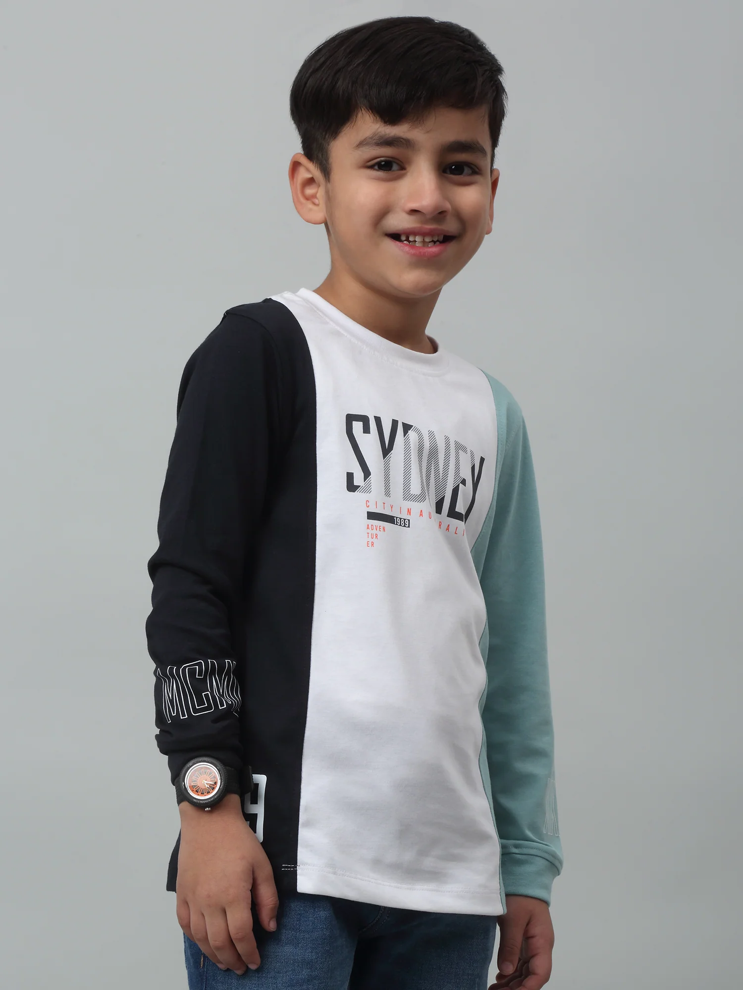 Boys Casual Navy Blue Full Sleeve  T-Shirt - Image 2