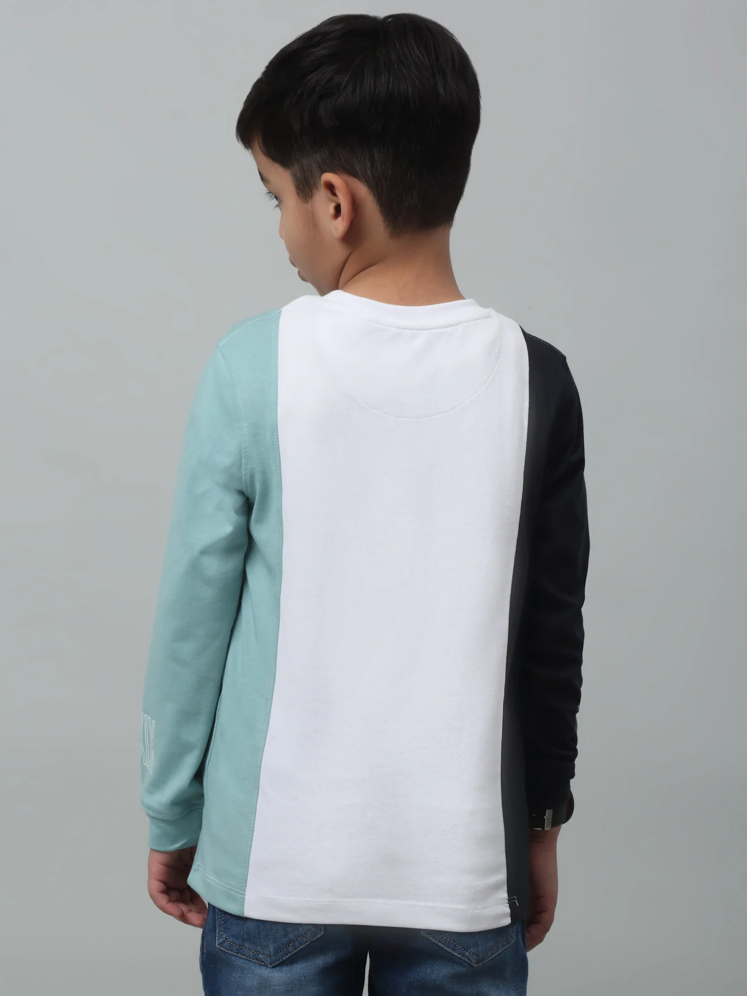 Boys Casual Navy Blue Full Sleeve  T-Shirt - Image 4