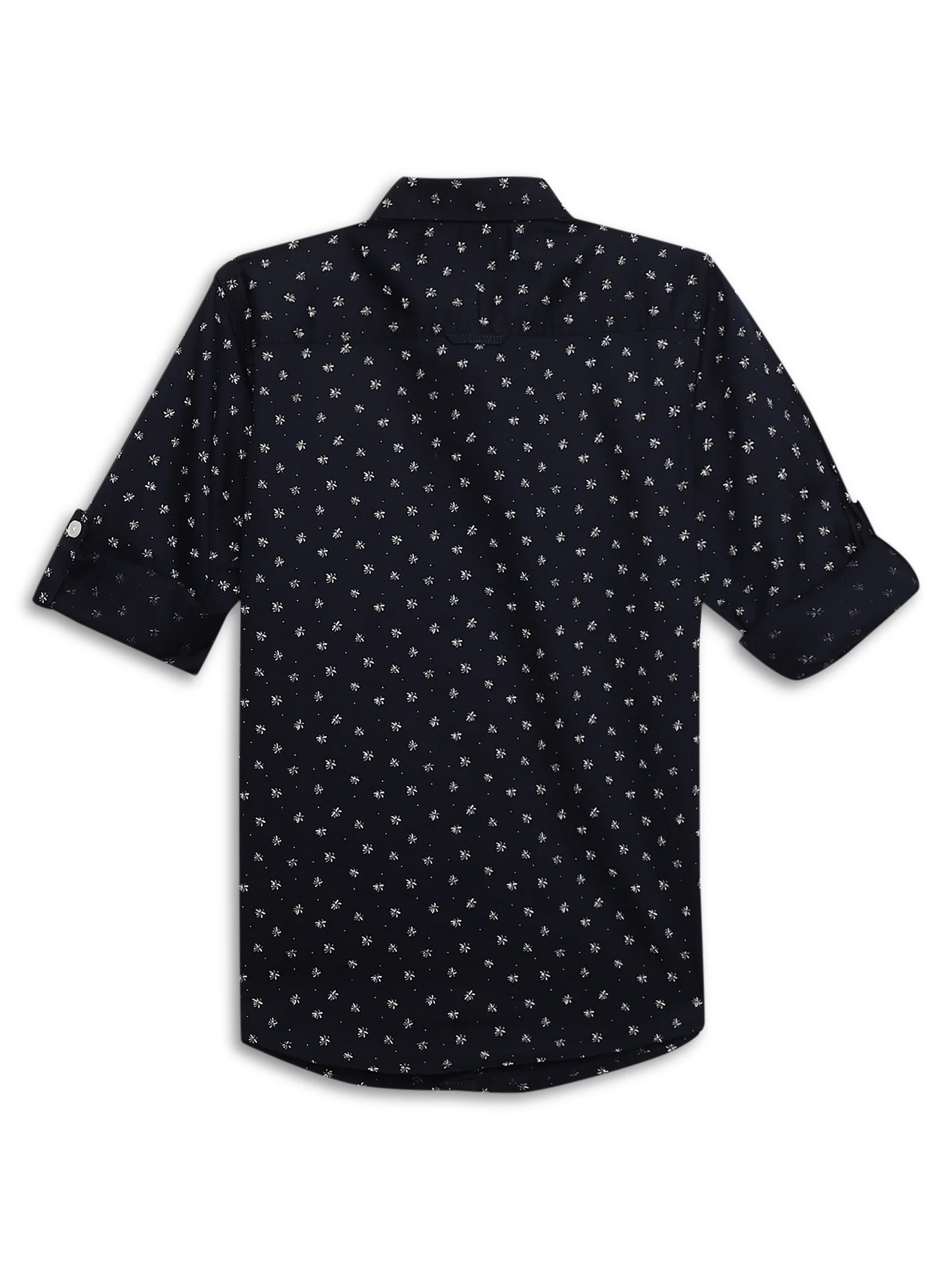 Boys Casual Navy Blue Full Sleeve with Tab  Shirt - Image 2