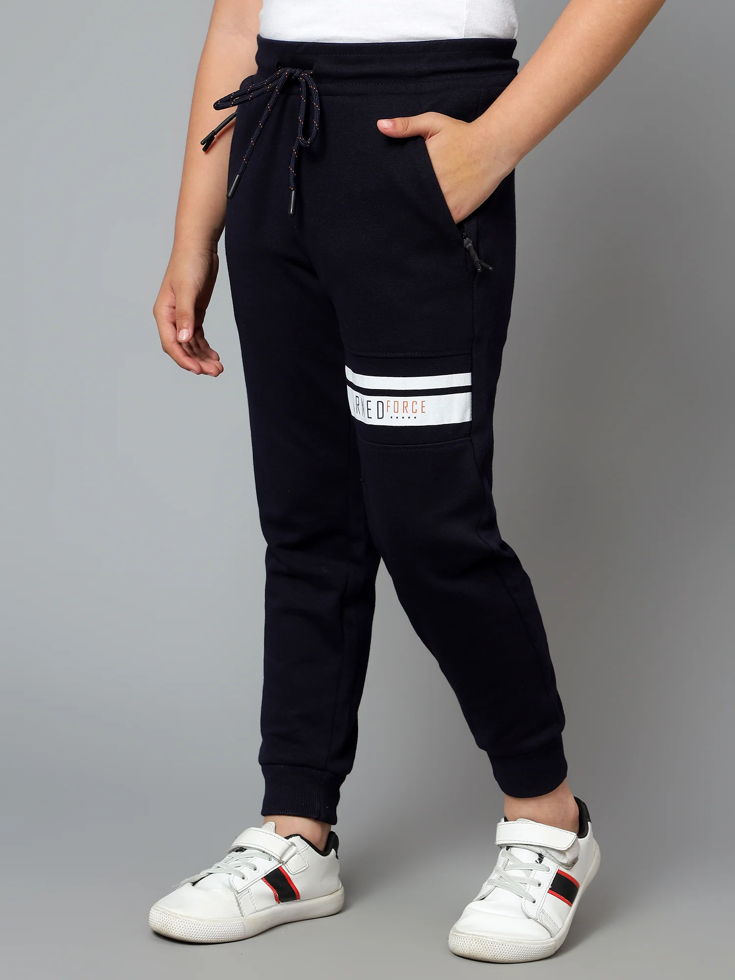 Boys Casual Navy Blue Track Pants - Image 4