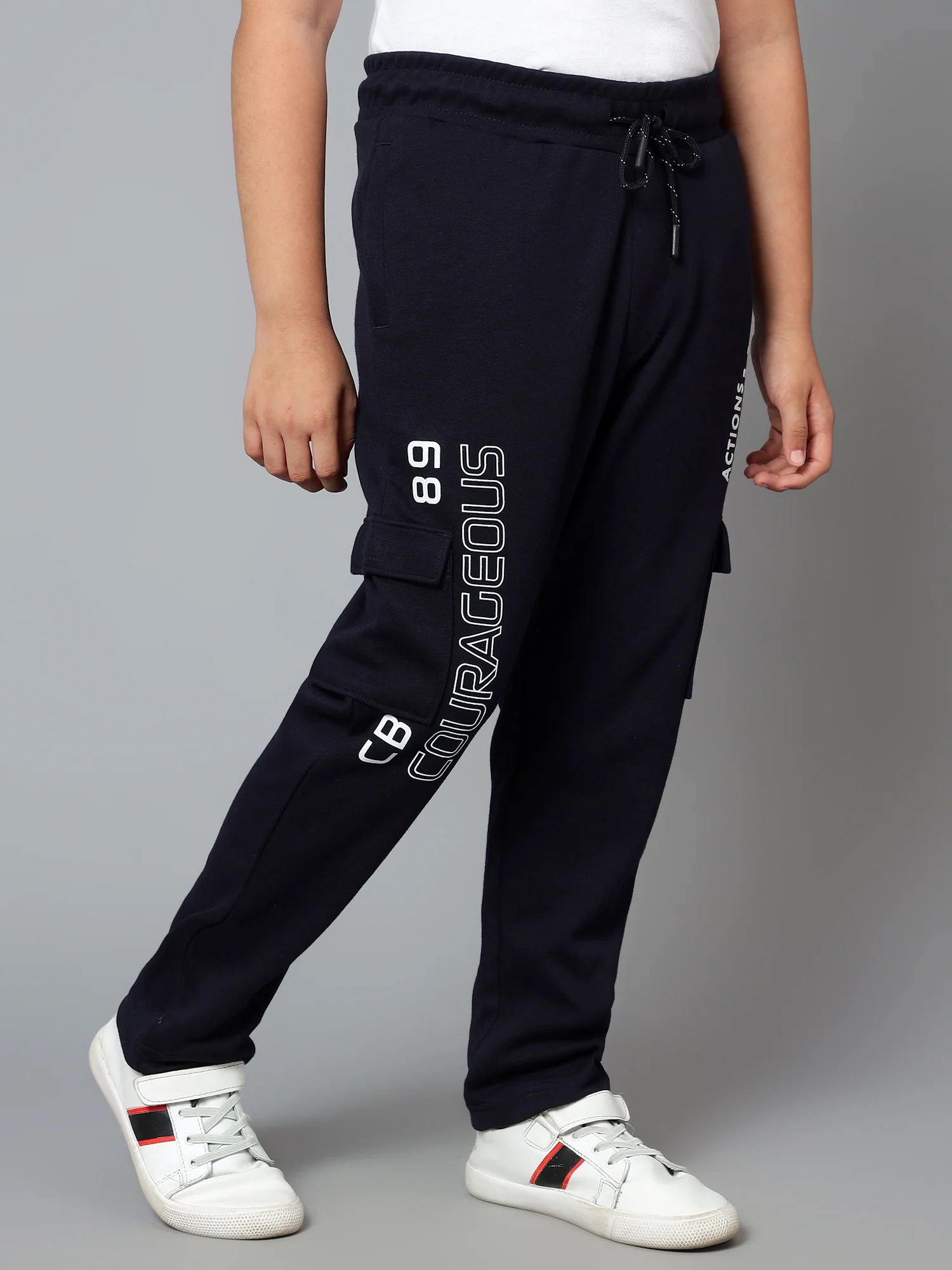 Boys Casual Navy Blue Track Pants - Image 3