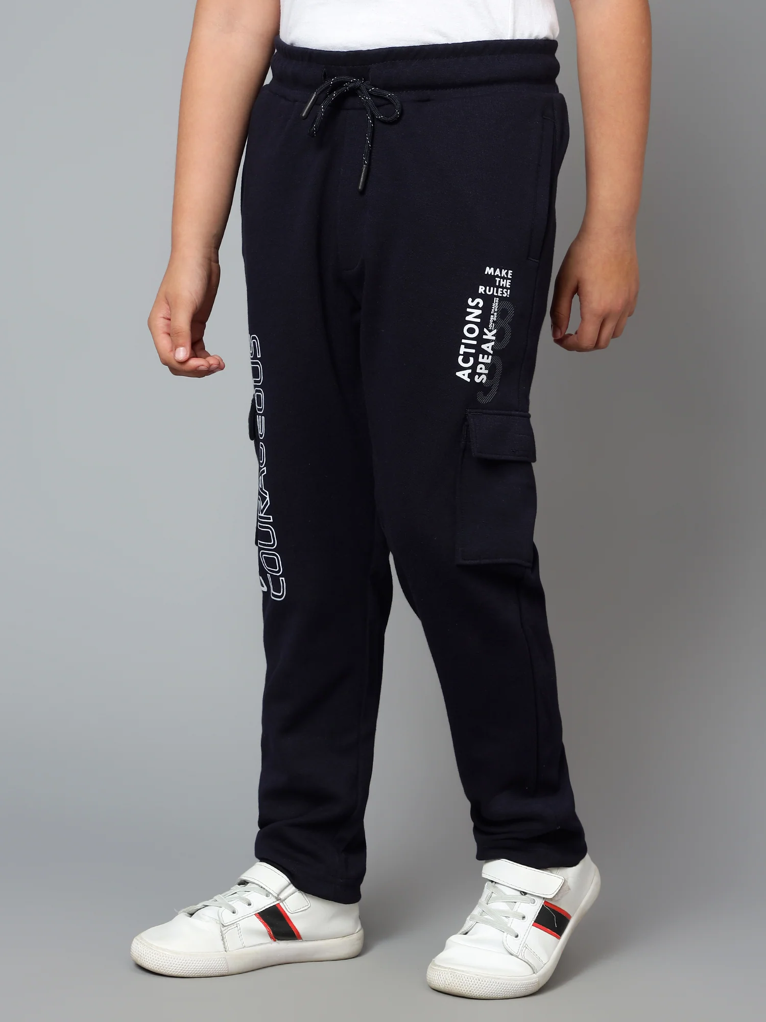 Boys Casual Navy Blue Track Pants - Image 4