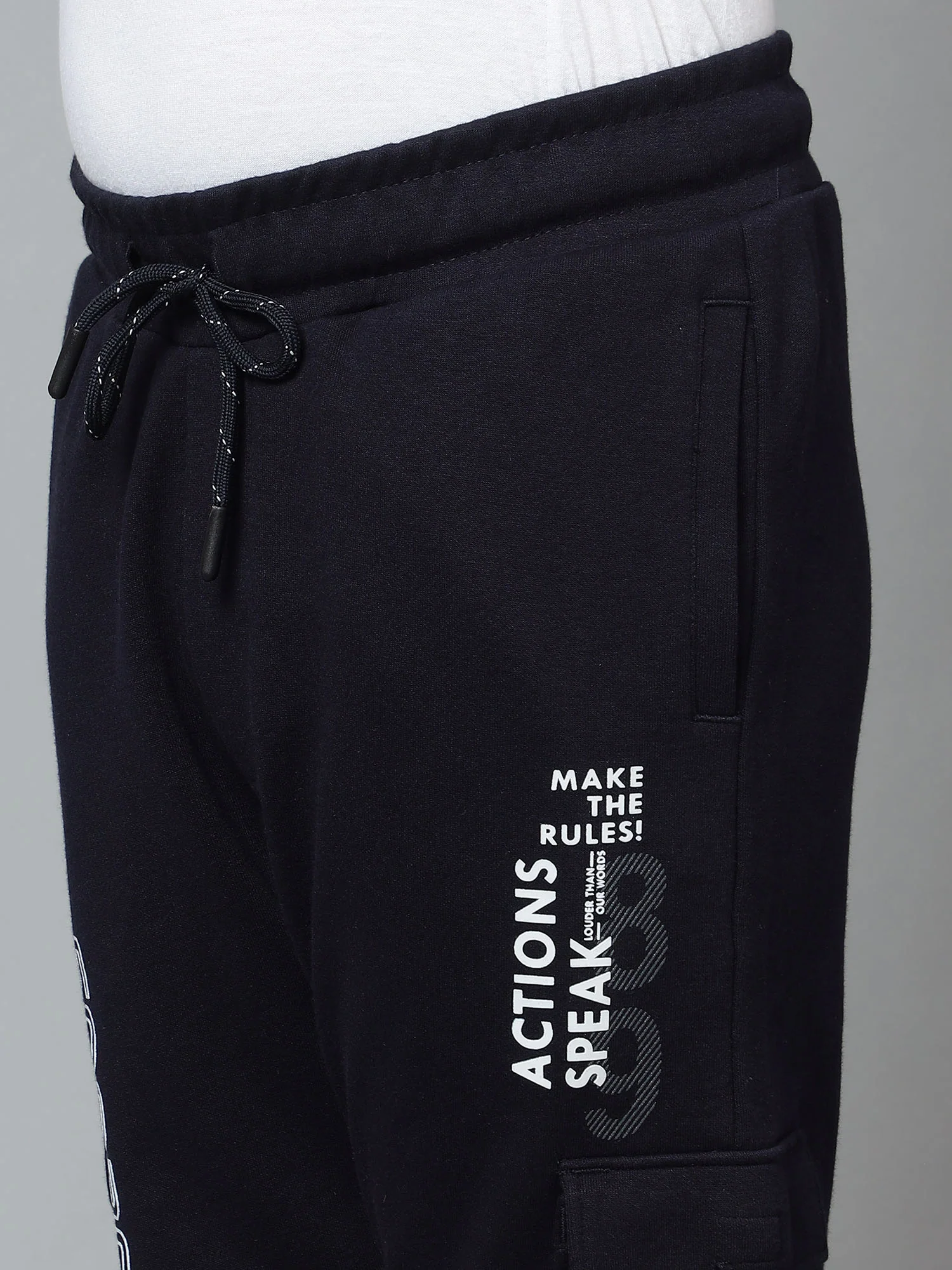 Boys Casual Navy Blue Track Pants - Image 5