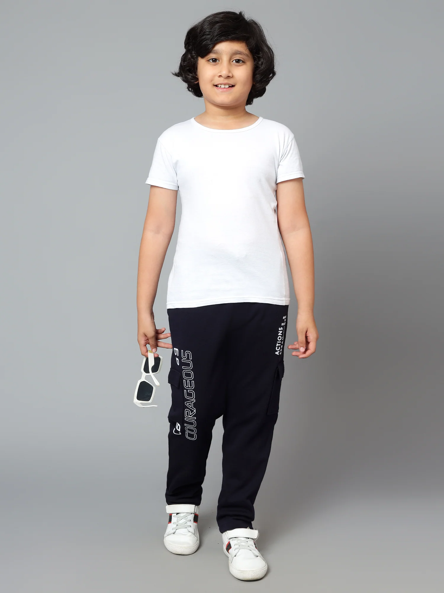 Boys Casual Navy Blue Track Pants - Image 7