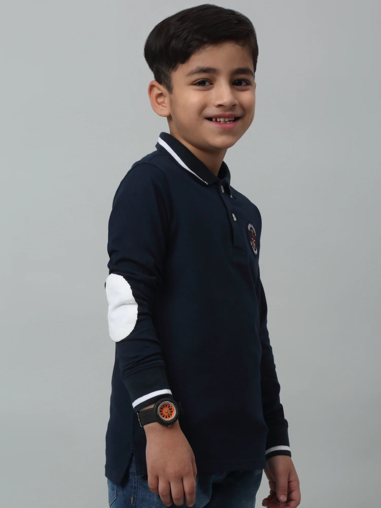 Boys Casual Navy Blue Full Sleeve  T-Shirt - Image 2