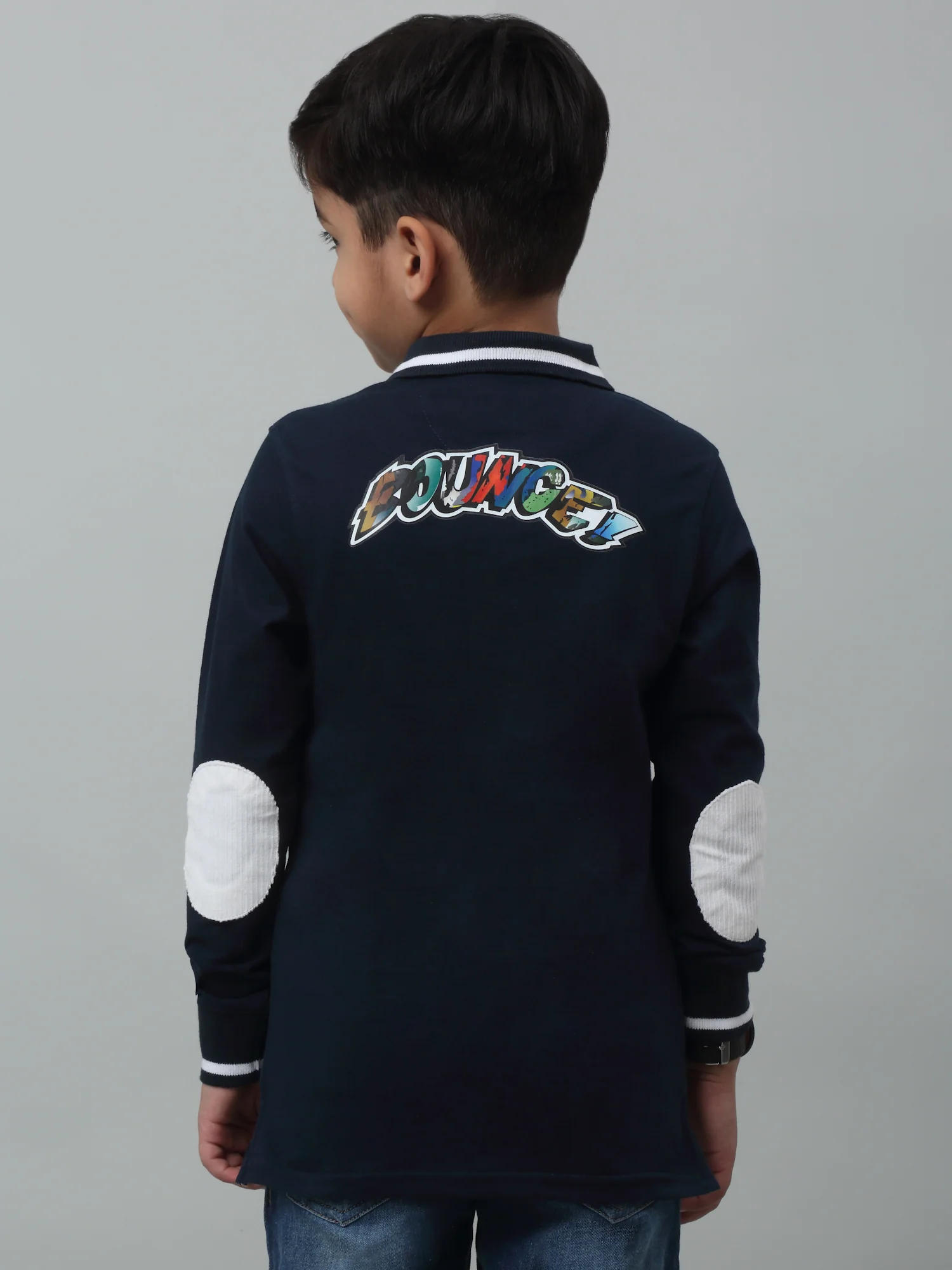Boys Casual Navy Blue Full Sleeve  T-Shirt - Image 4