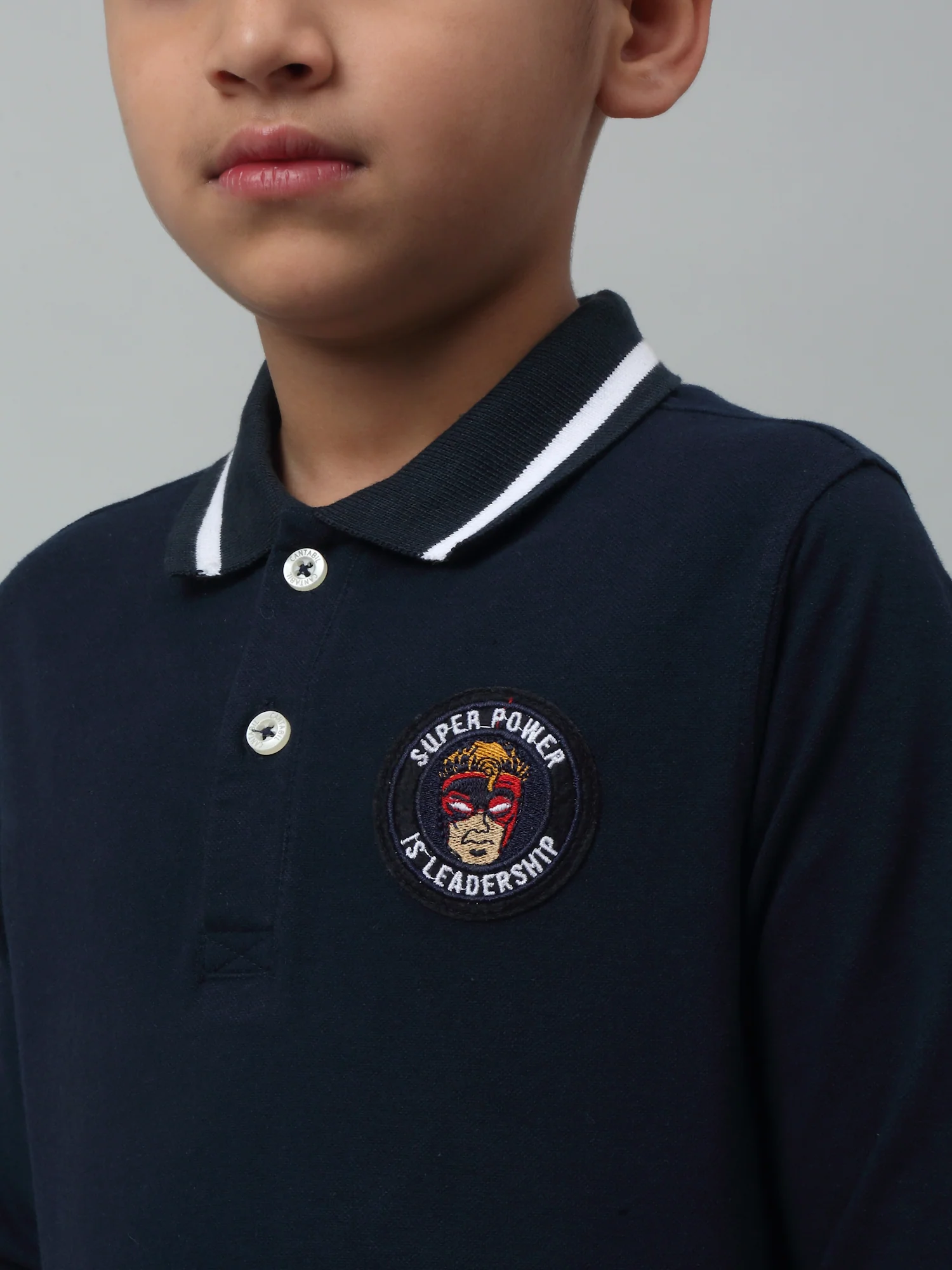 Boys Casual Navy Blue Full Sleeve  T-Shirt - Image 6