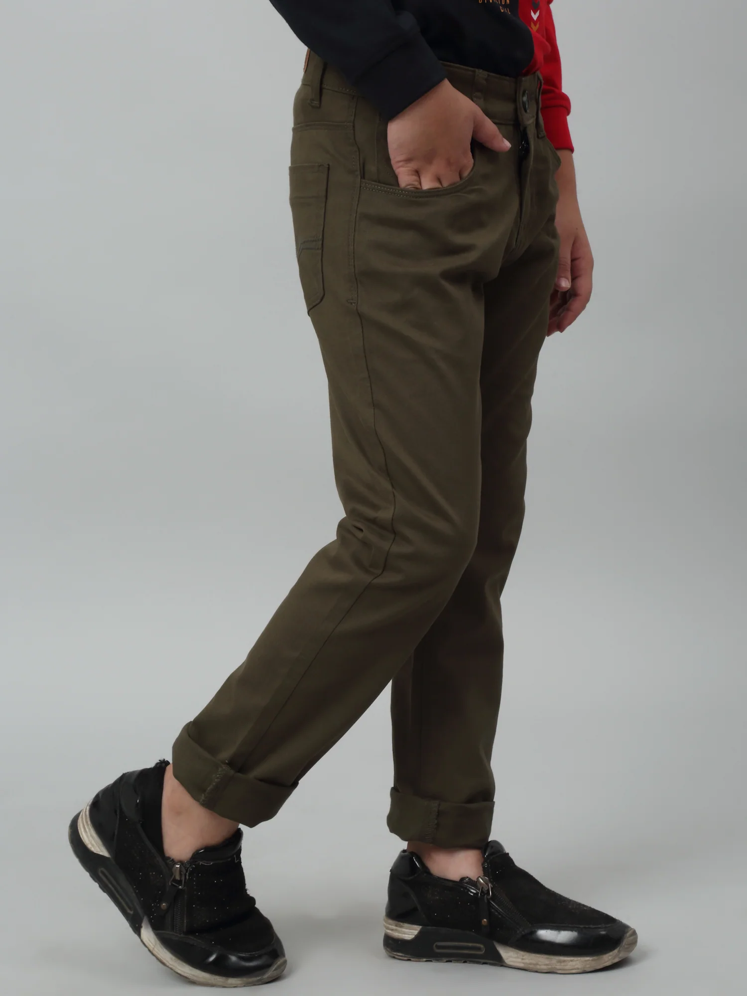 Boys Casual Olive Green Pants - Image 2