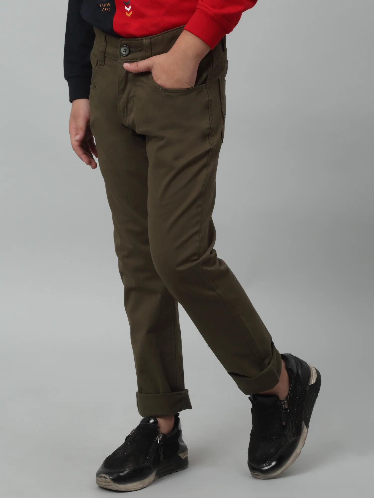 Boys Casual Olive Green Pants - Image 3