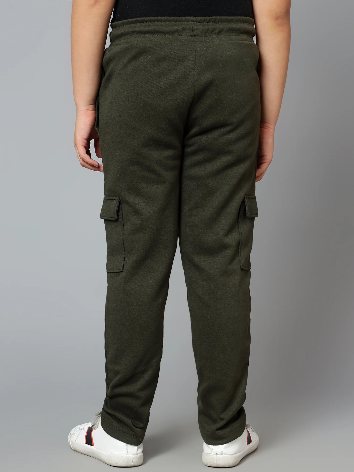 Boys Casual Olive Green Track Pants - Image 3