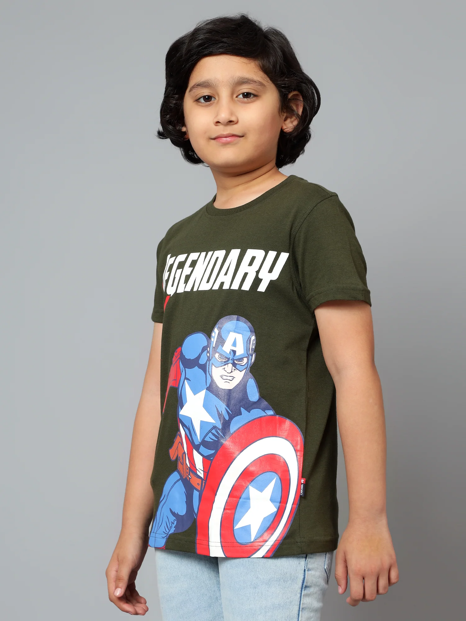 Boys Casual Olive Green Half Sleeve  T-Shirt - Image 4
