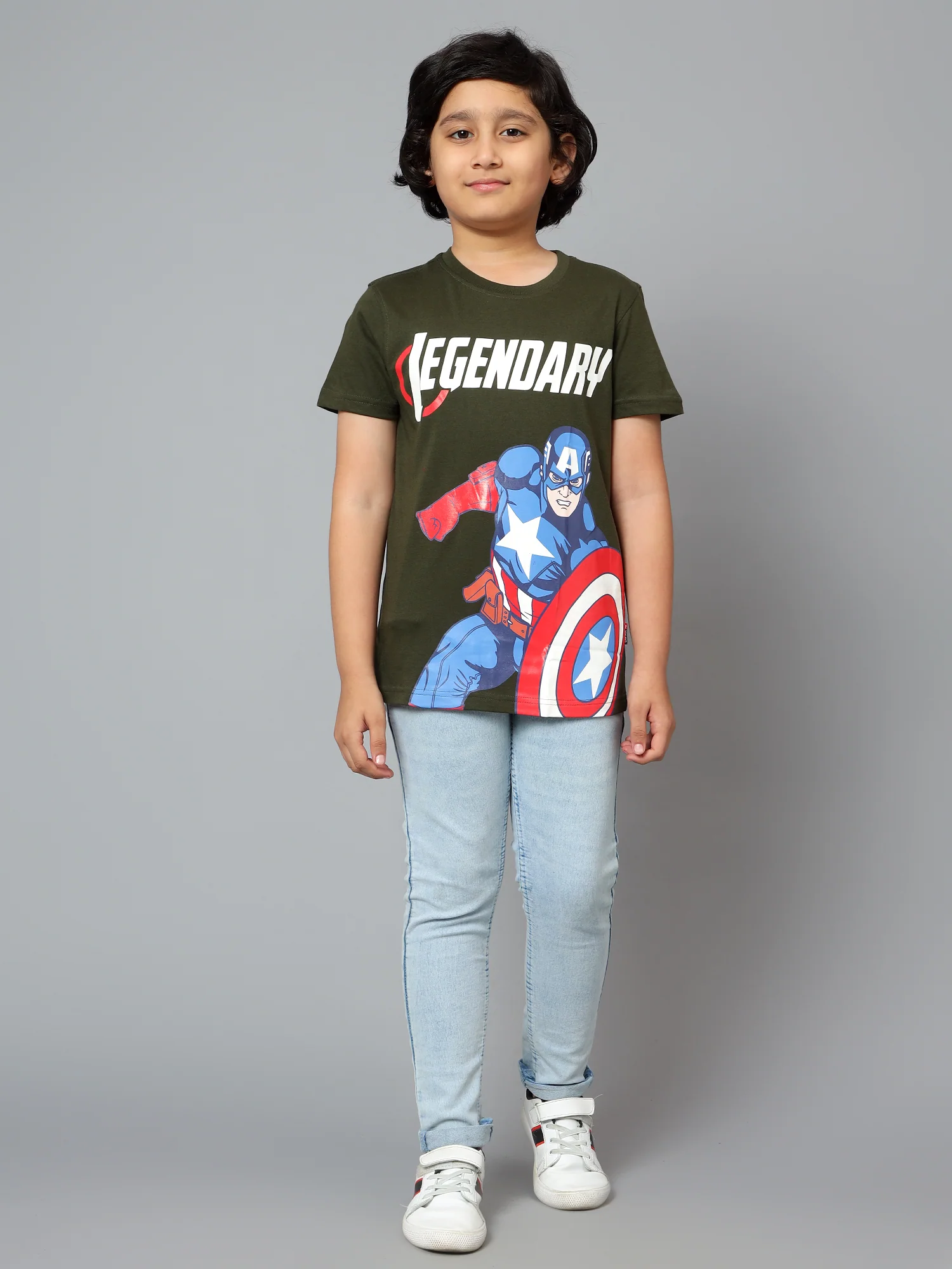 Boys Casual Olive Green Half Sleeve  T-Shirt - Image 6