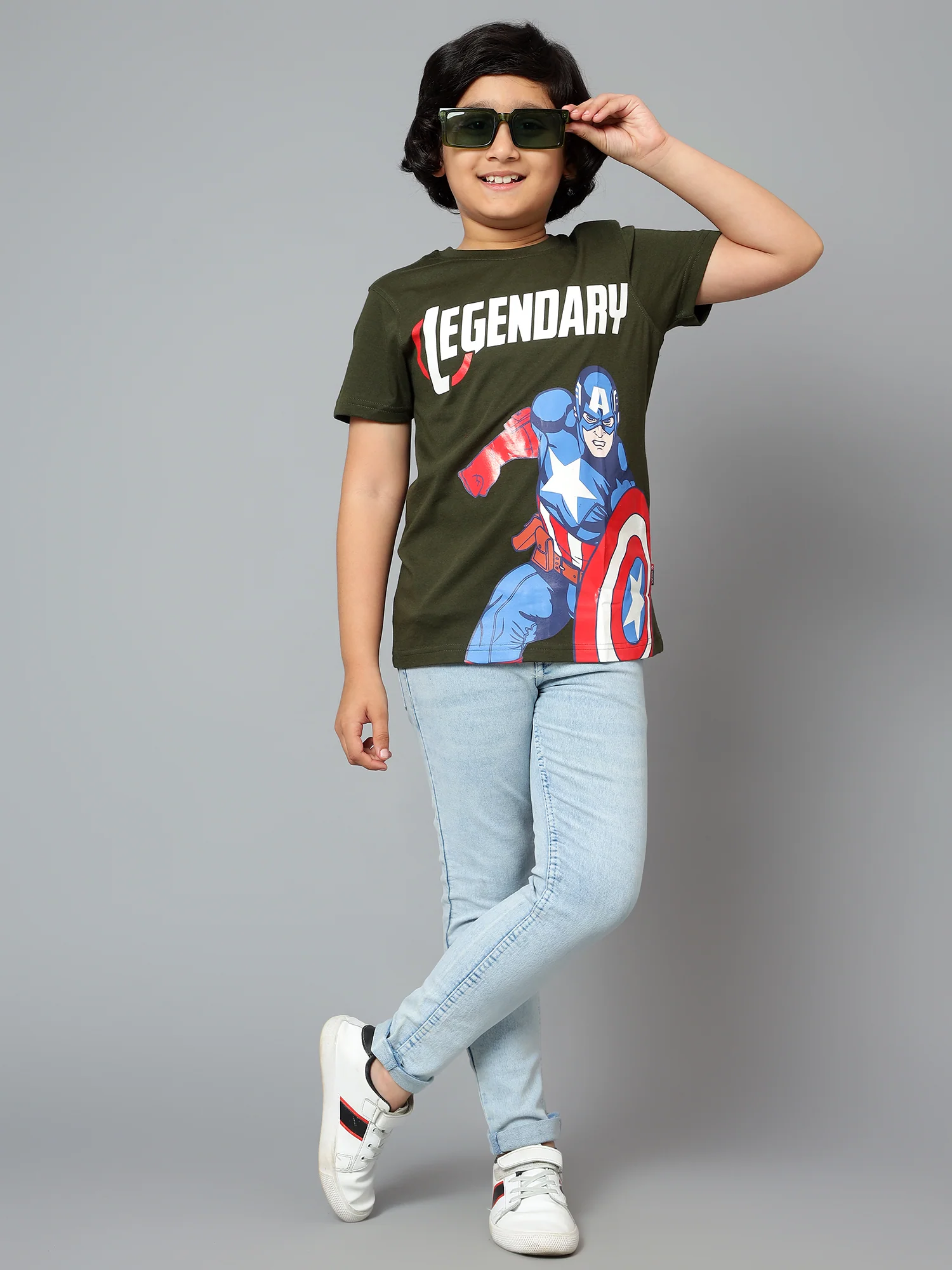 Boys Casual Olive Green Half Sleeve  T-Shirt - Image 7
