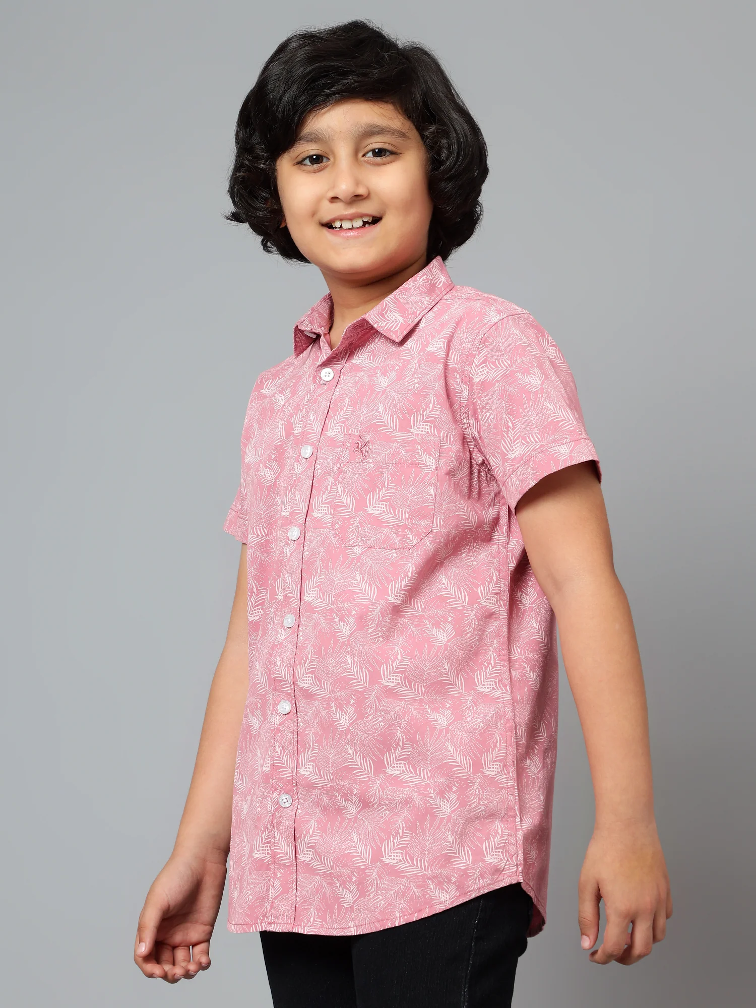 Boys Casual Pink Half Sleeve  Shirt - Image 4