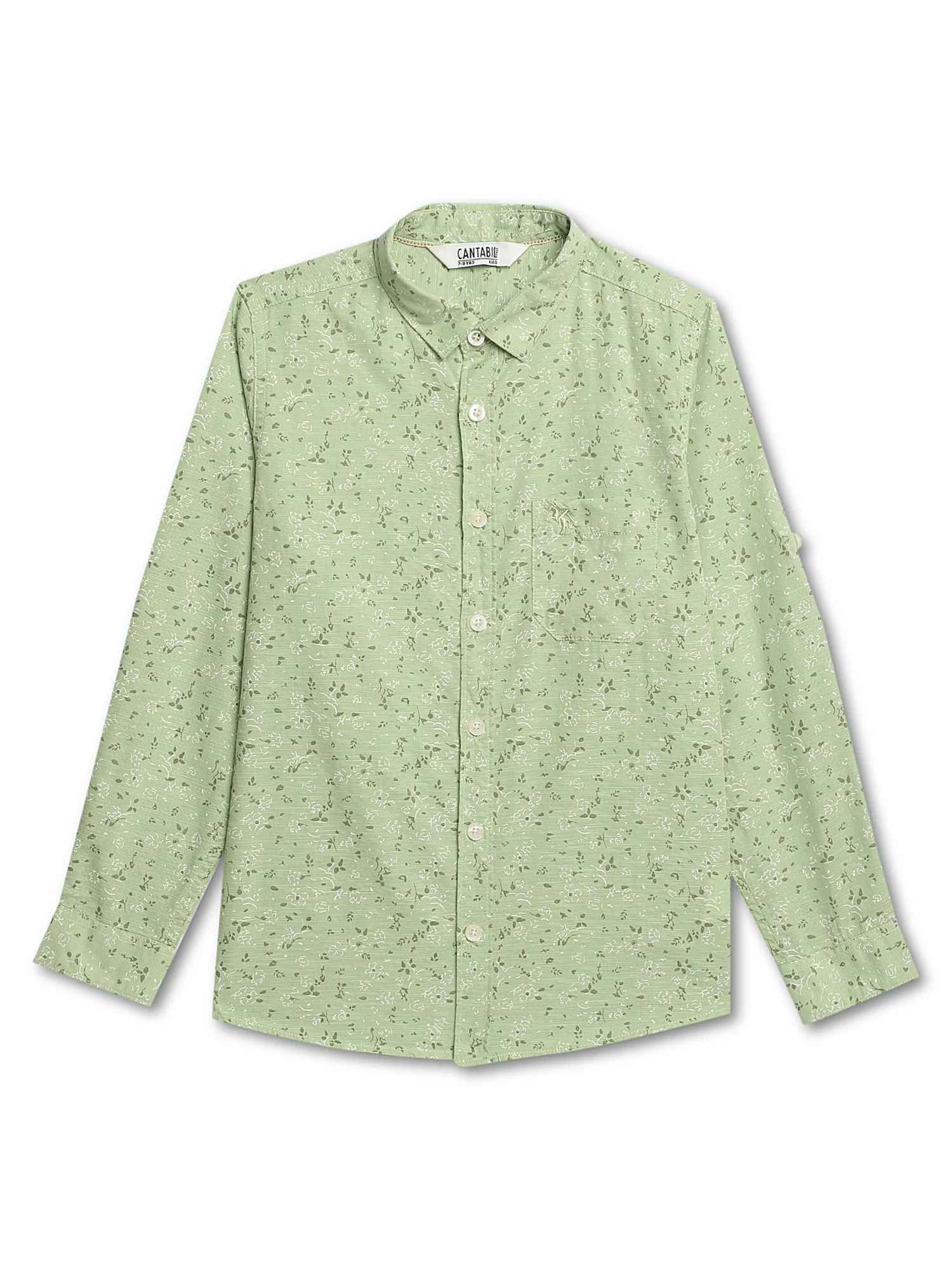 Boys Casual Green Full Sleeve with Tab  Shirt - Image 3