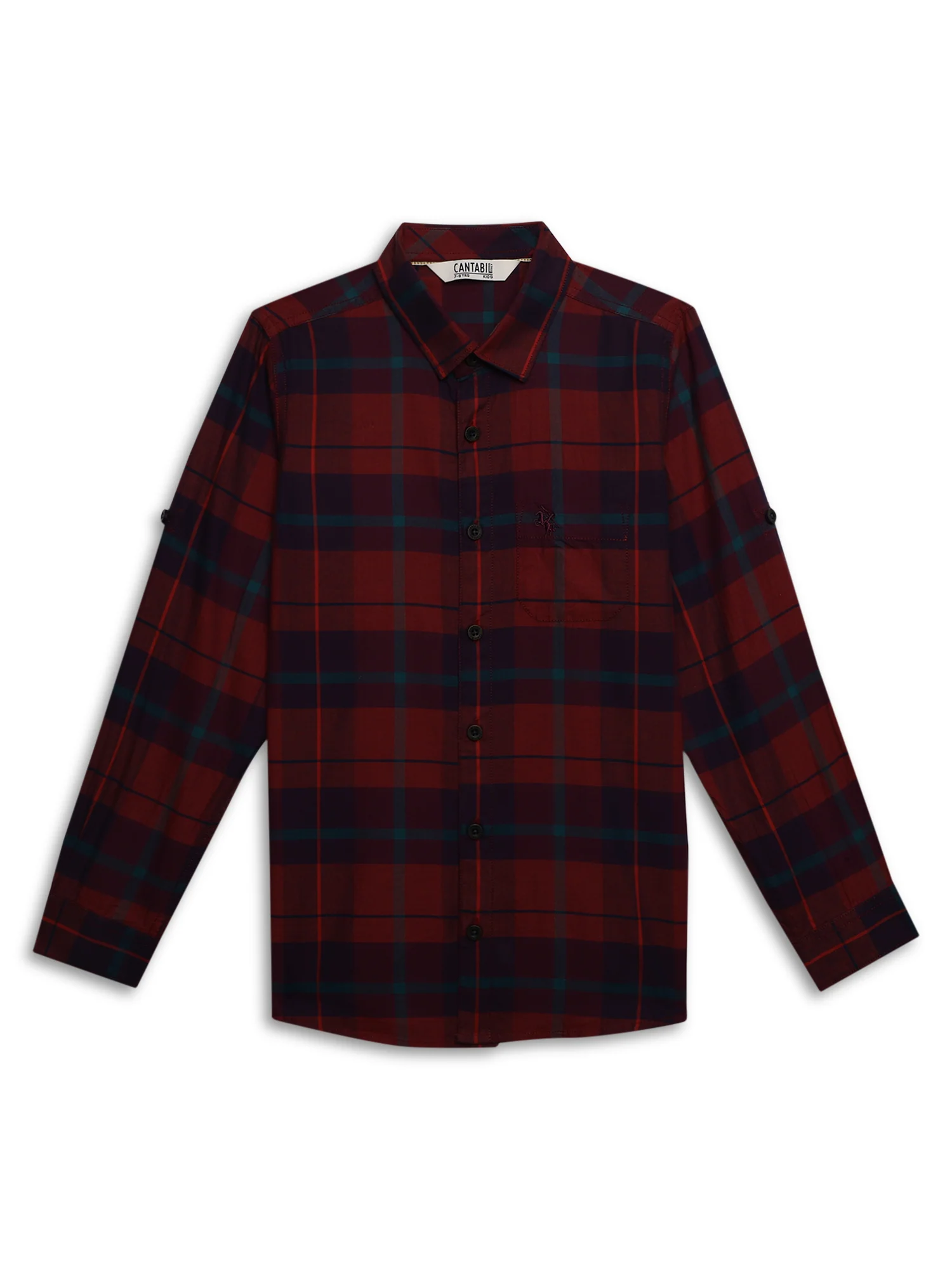 Boys Casual Red Full Sleeve with Tab  Shirt - Image 3