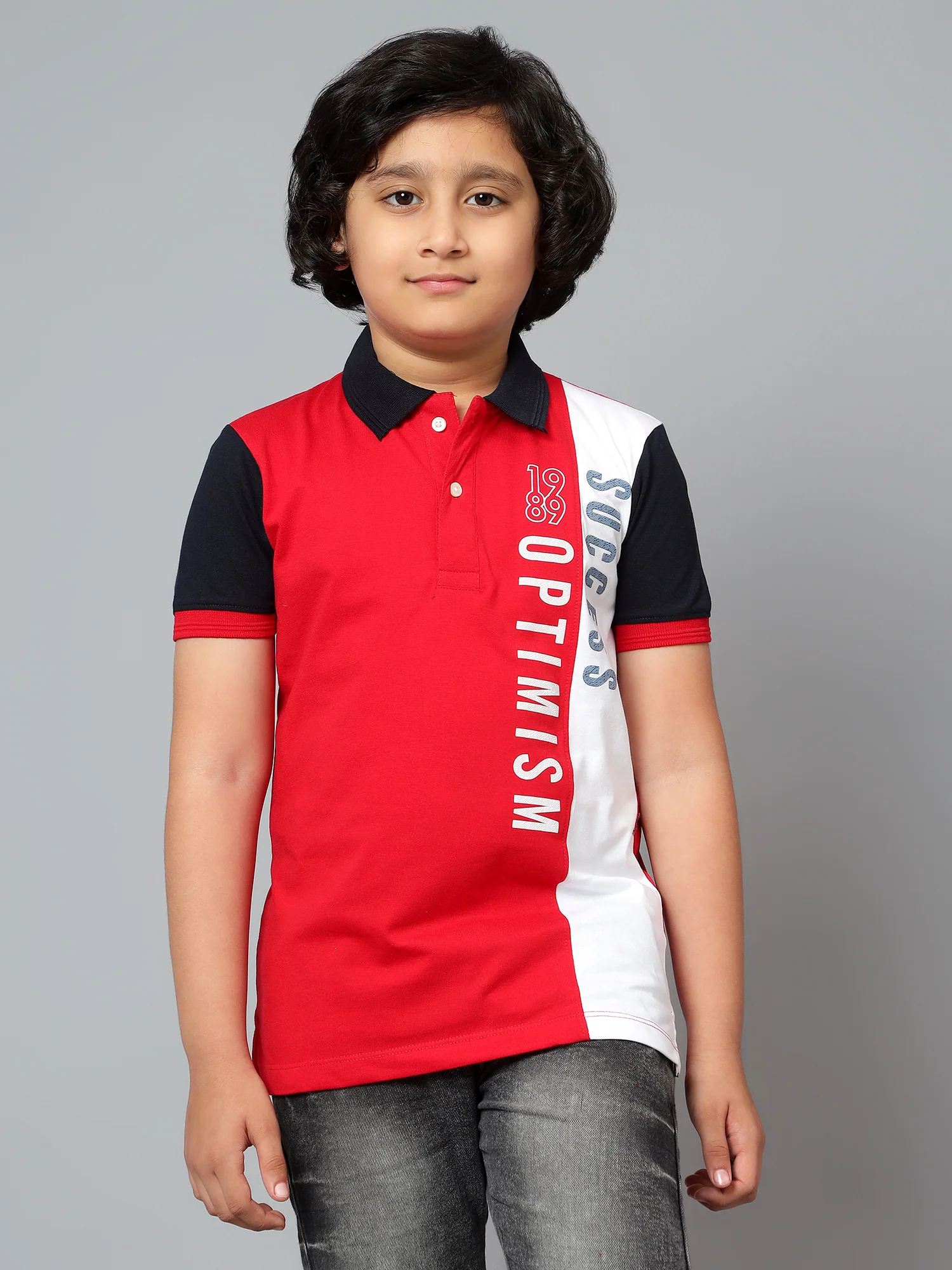 Boys Casual Red Half Sleeves T-Shirt