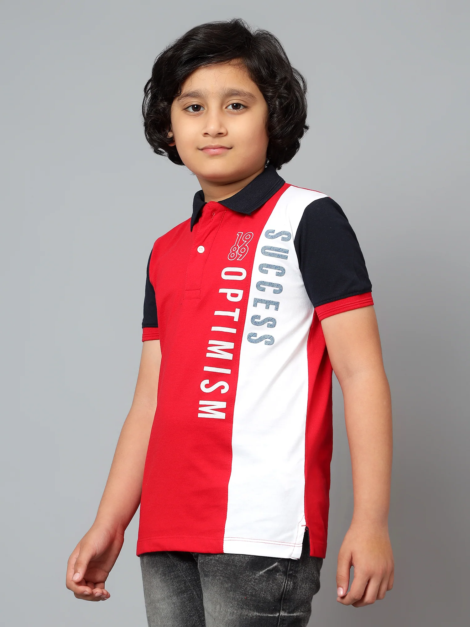 Boys Casual Red Half Sleeves T-Shirt - Image 4