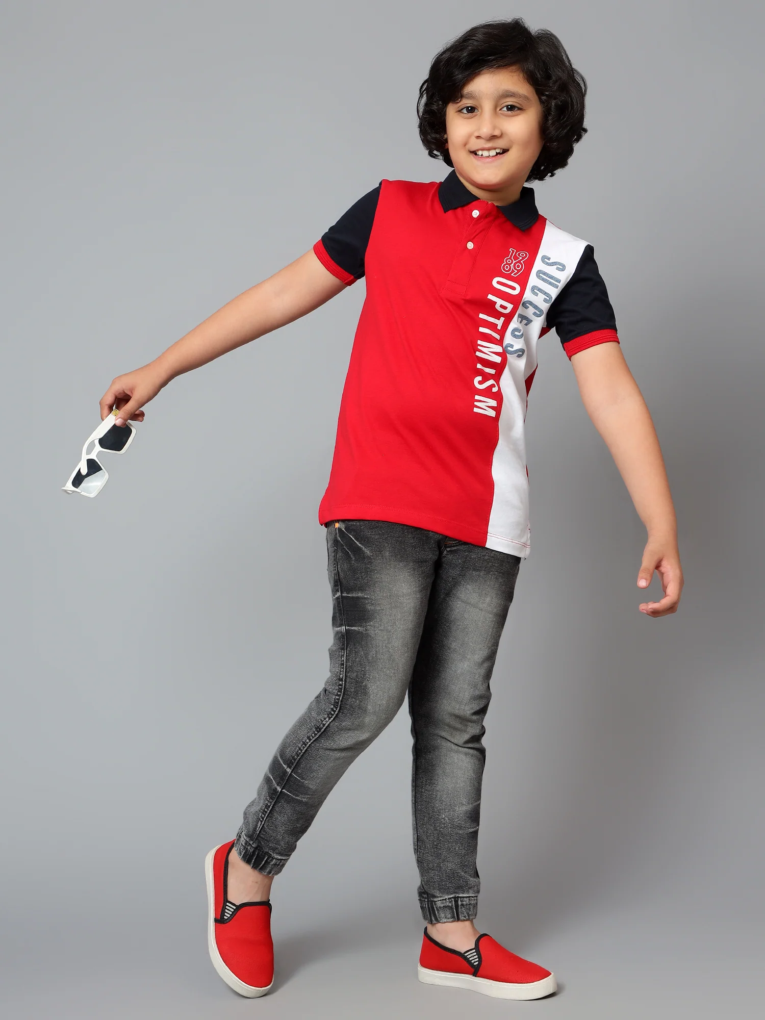 Boys Casual Red Half Sleeves T-Shirt - Image 7