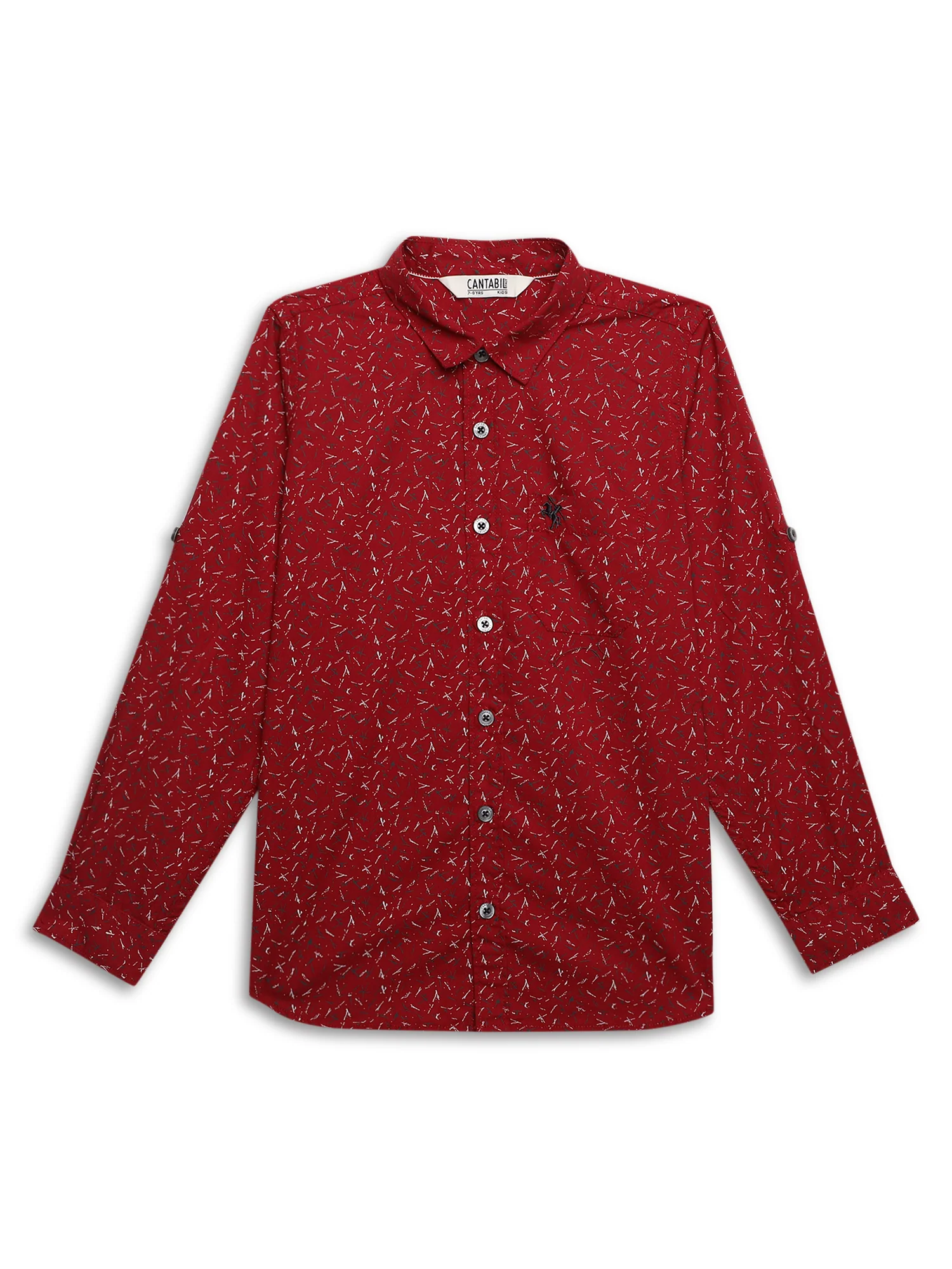 Boys Casual Red Full Sleeve with Tab  Shirt - Image 3