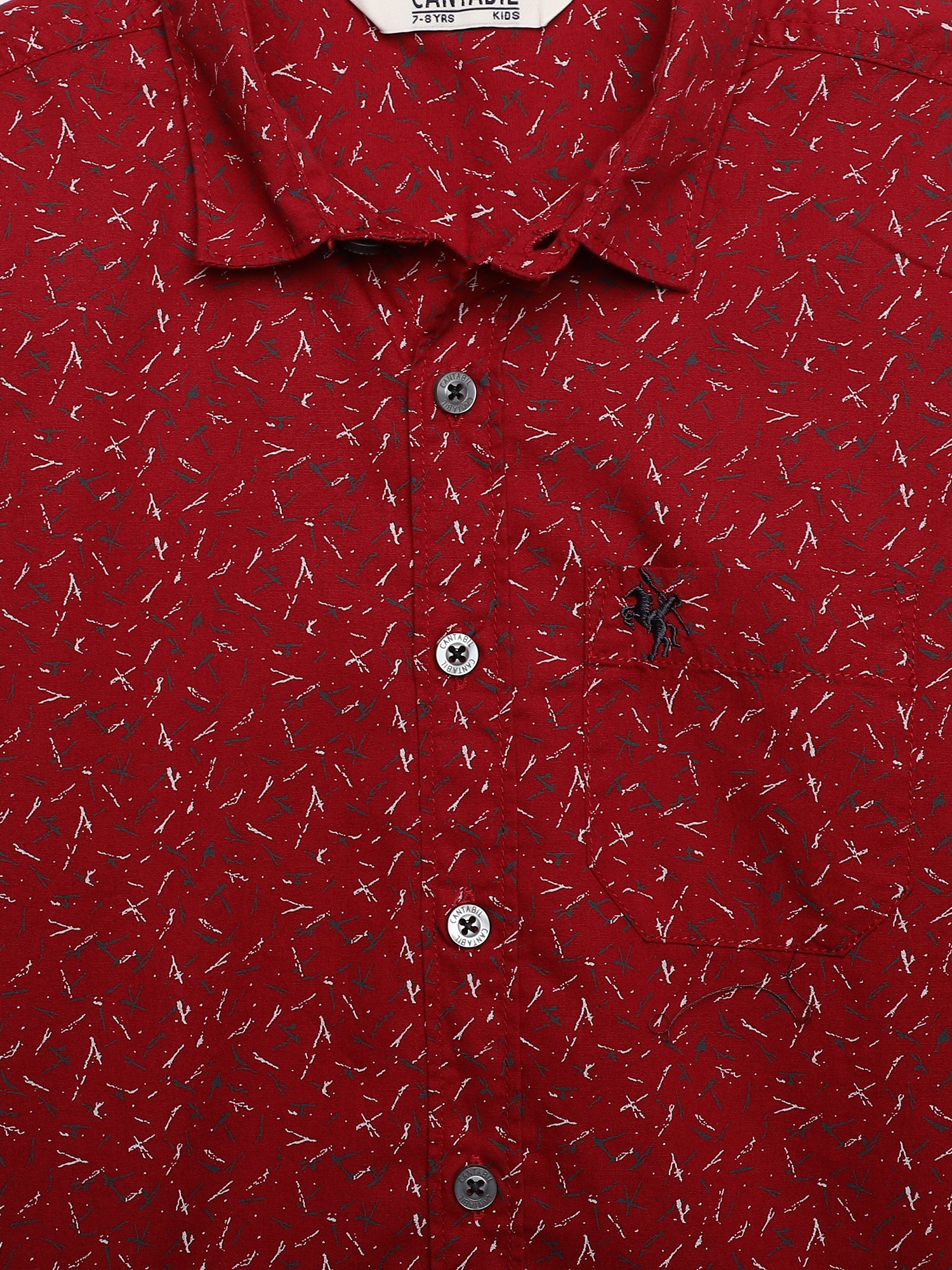 Boys Casual Red Full Sleeve with Tab  Shirt - Image 4