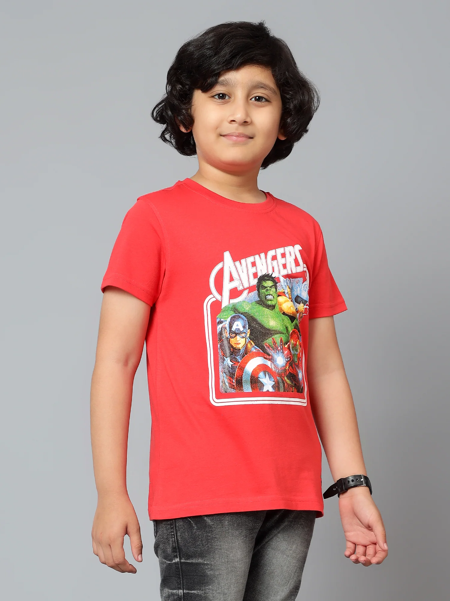Boys Casual Red Half Sleeve  T-Shirt - Image 3
