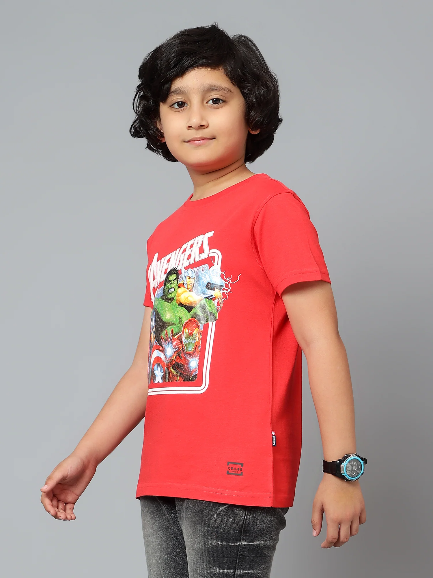 Boys Casual Red Half Sleeve  T-Shirt - Image 4