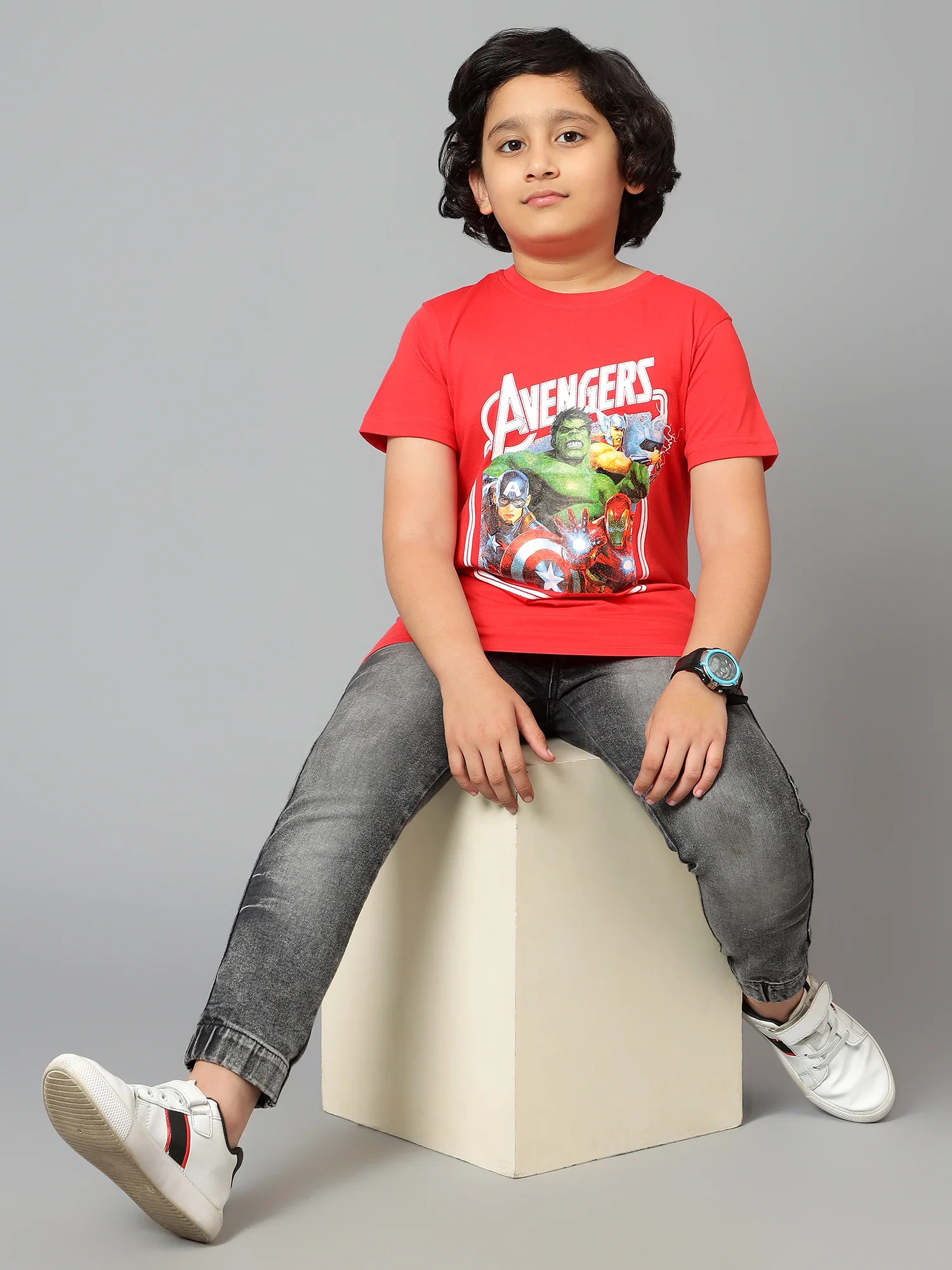 Boys Casual Red Half Sleeve  T-Shirt - Image 7