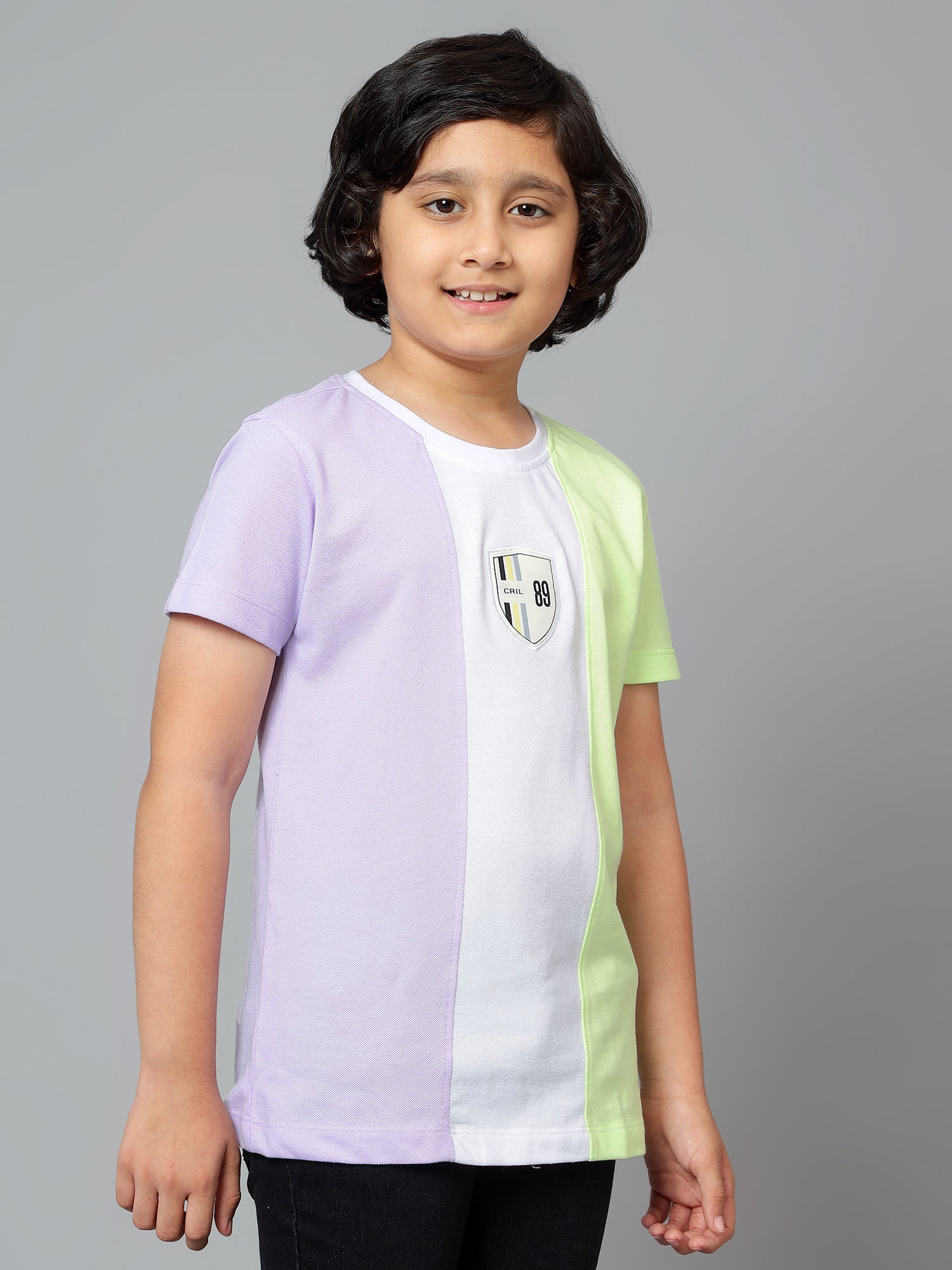 Boys Casual Lilac Half Sleeve  T-Shirt - Image 3