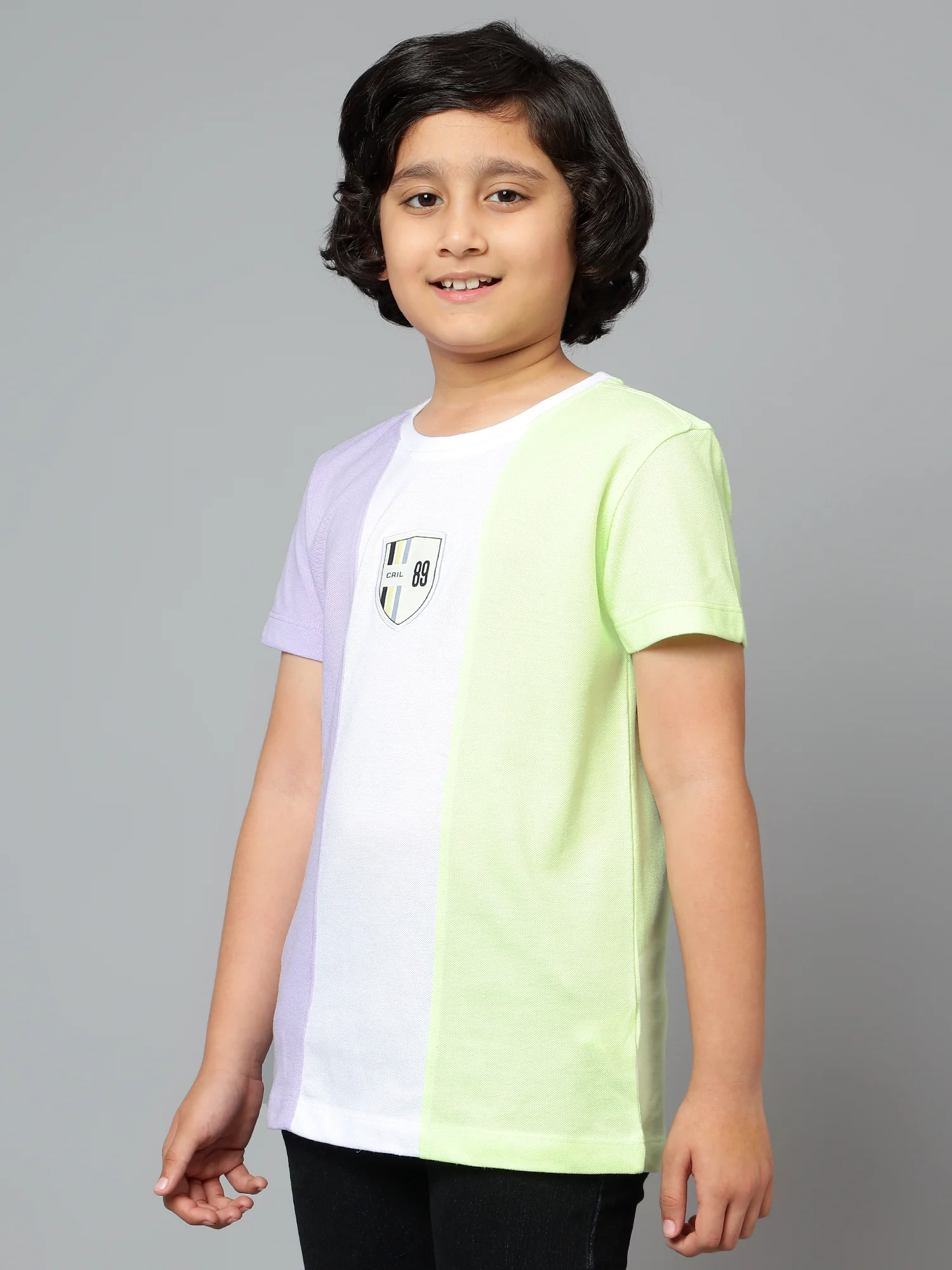 Boys Casual Lilac Half Sleeve  T-Shirt - Image 4