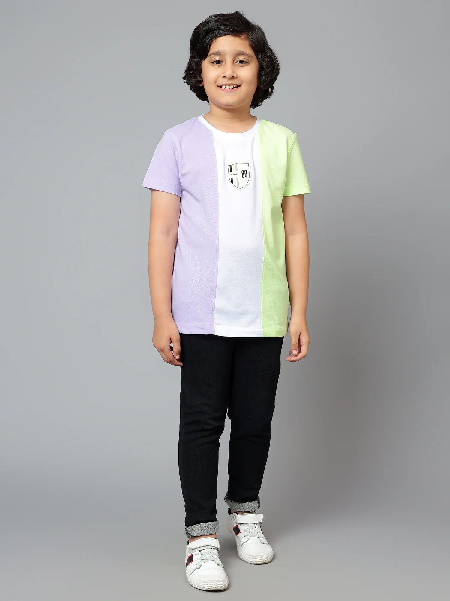 Boys Casual Lilac Half Sleeve  T-Shirt - Image 6