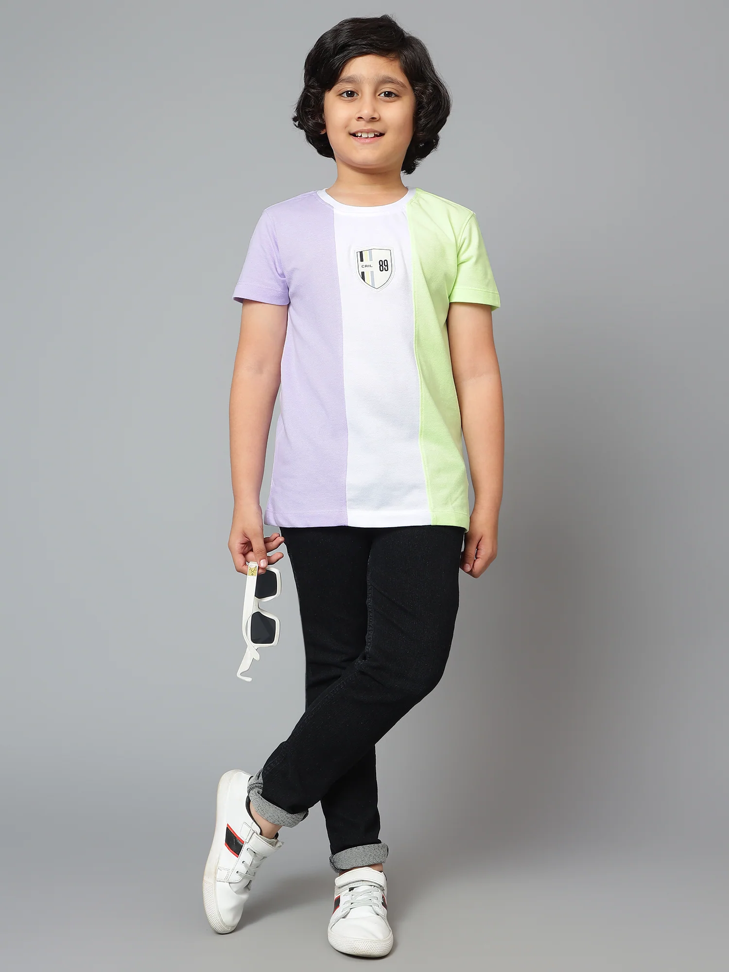 Boys Casual Lilac Half Sleeve  T-Shirt - Image 7
