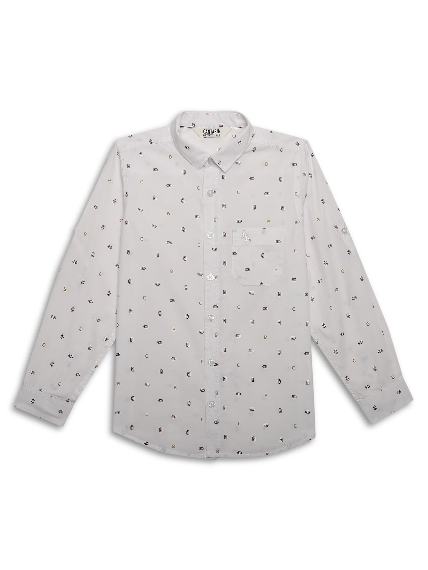 Boys Casual White Full Sleeve with Tab  Shirt - Image 3