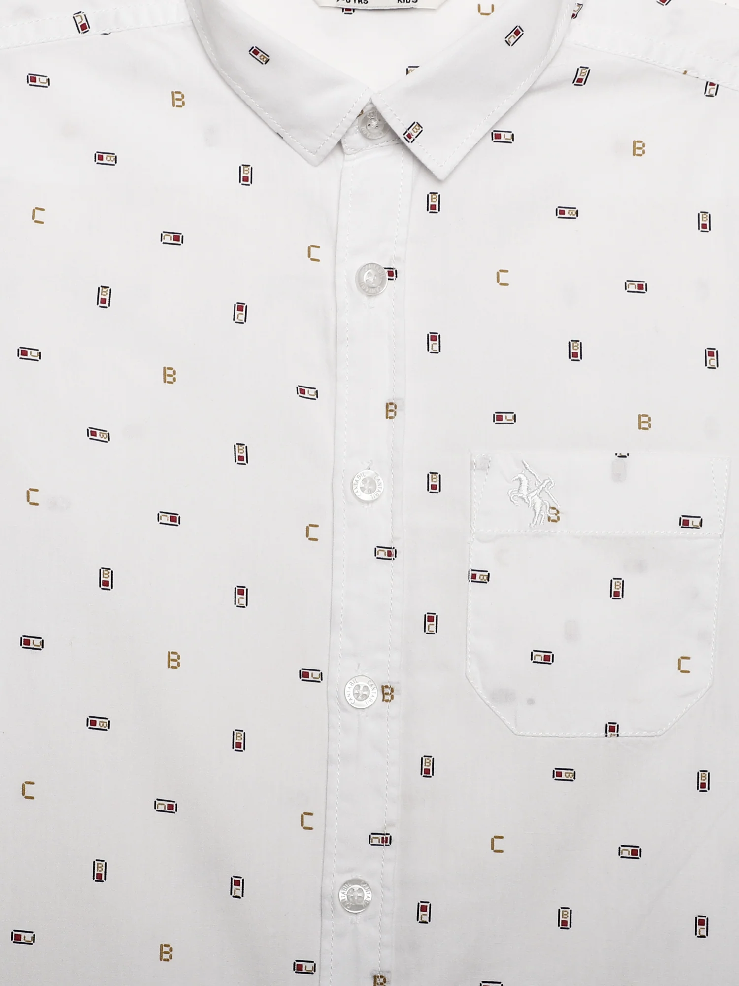 Boys Casual White Full Sleeve with Tab  Shirt - Image 4