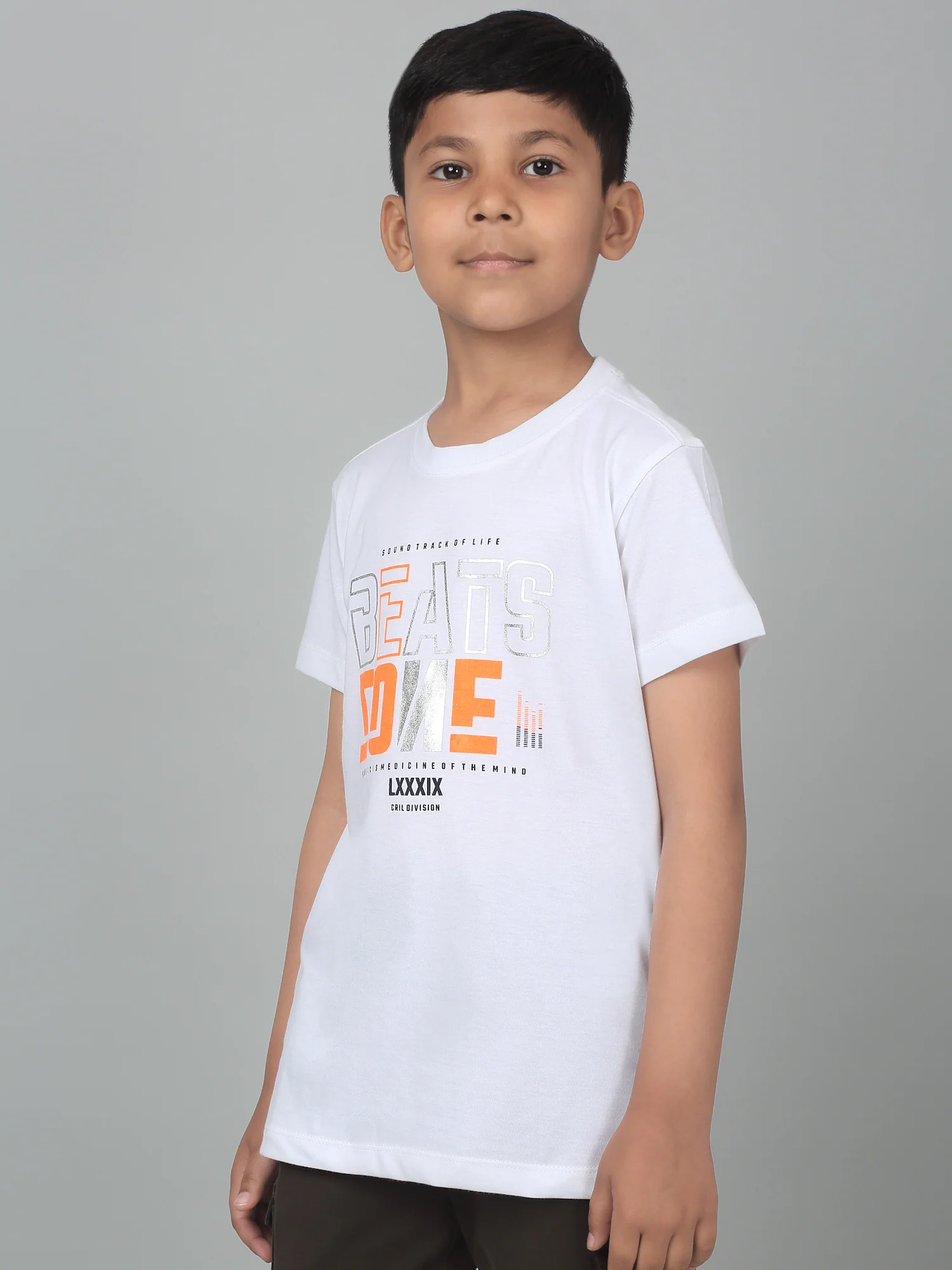 Boys Casual White Half Sleeve  T-Shirt - Image 4
