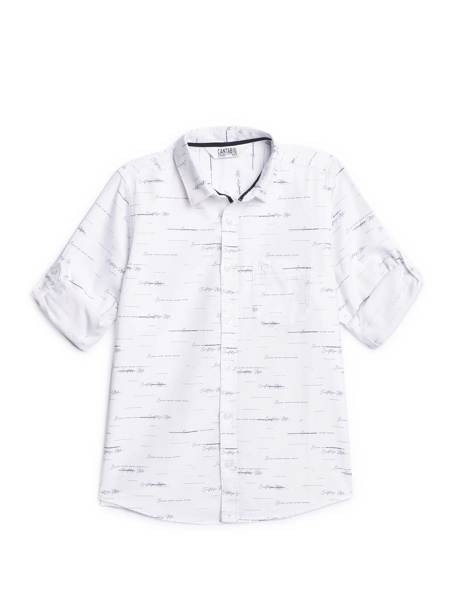 Boys Casual White Full Sleeve with Tab  Shirt - Image 2