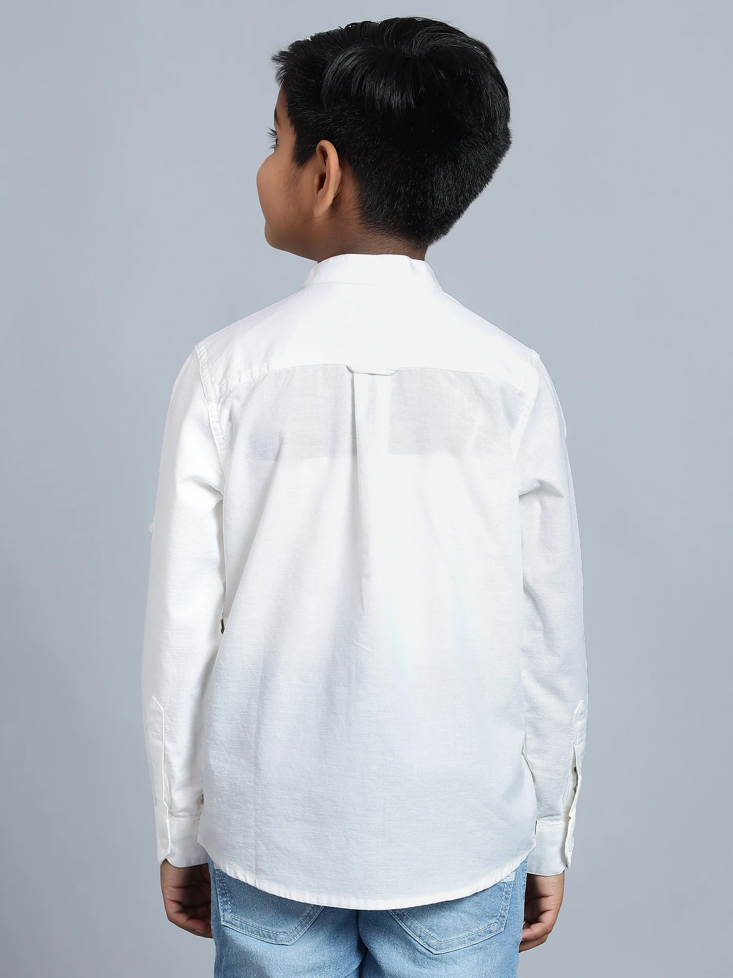 Boys Casual White Full Sleeve with Tab  Shirt - Image 2