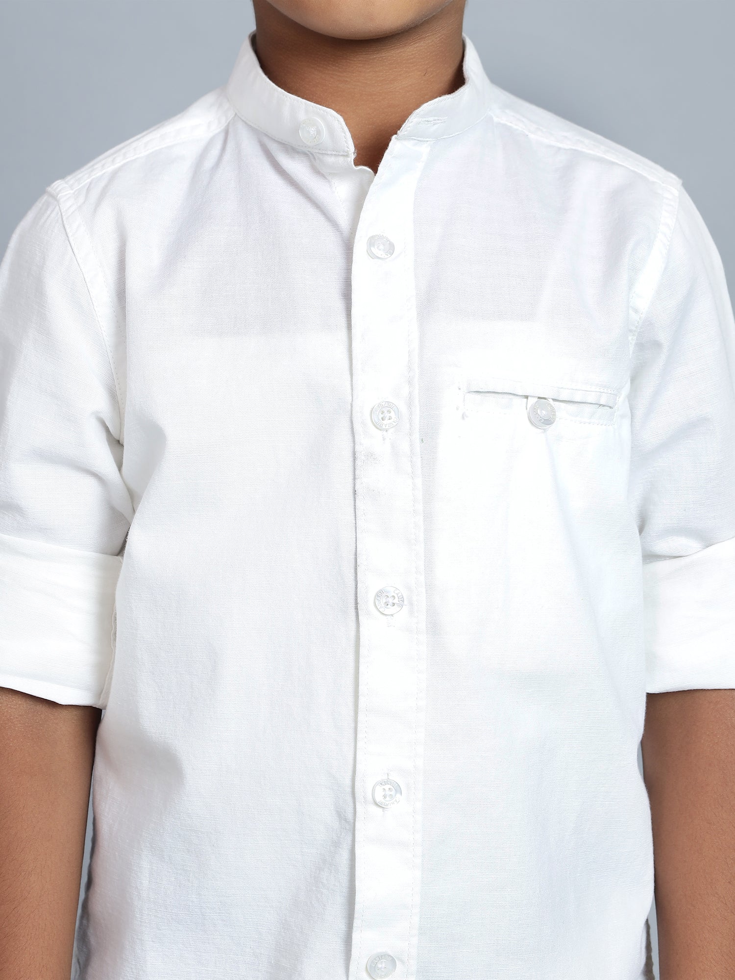 Boys Casual White Full Sleeve with Tab  Shirt - Image 5