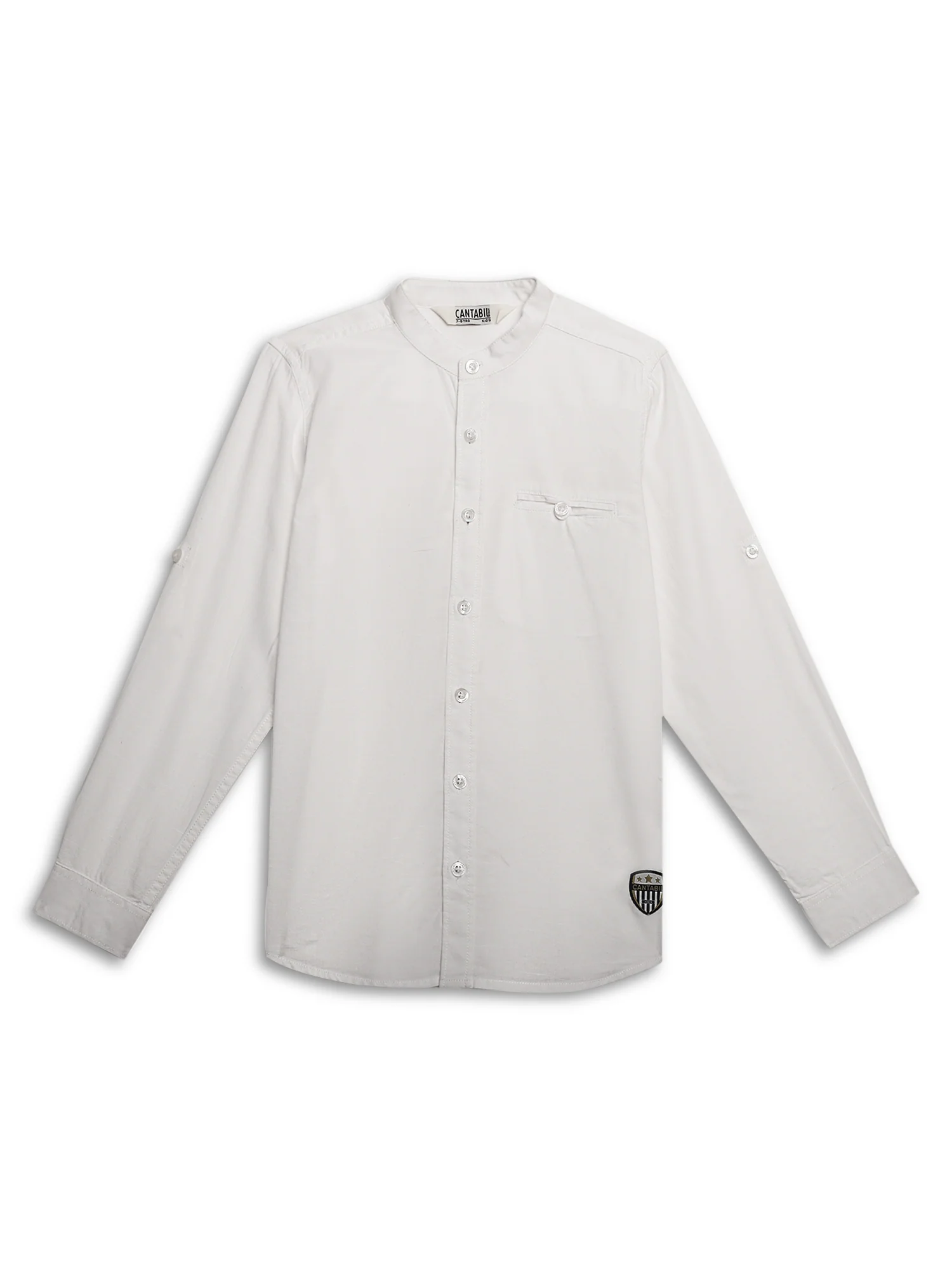 Boys Casual White Full Sleeve with Tab  Shirt - Image 3